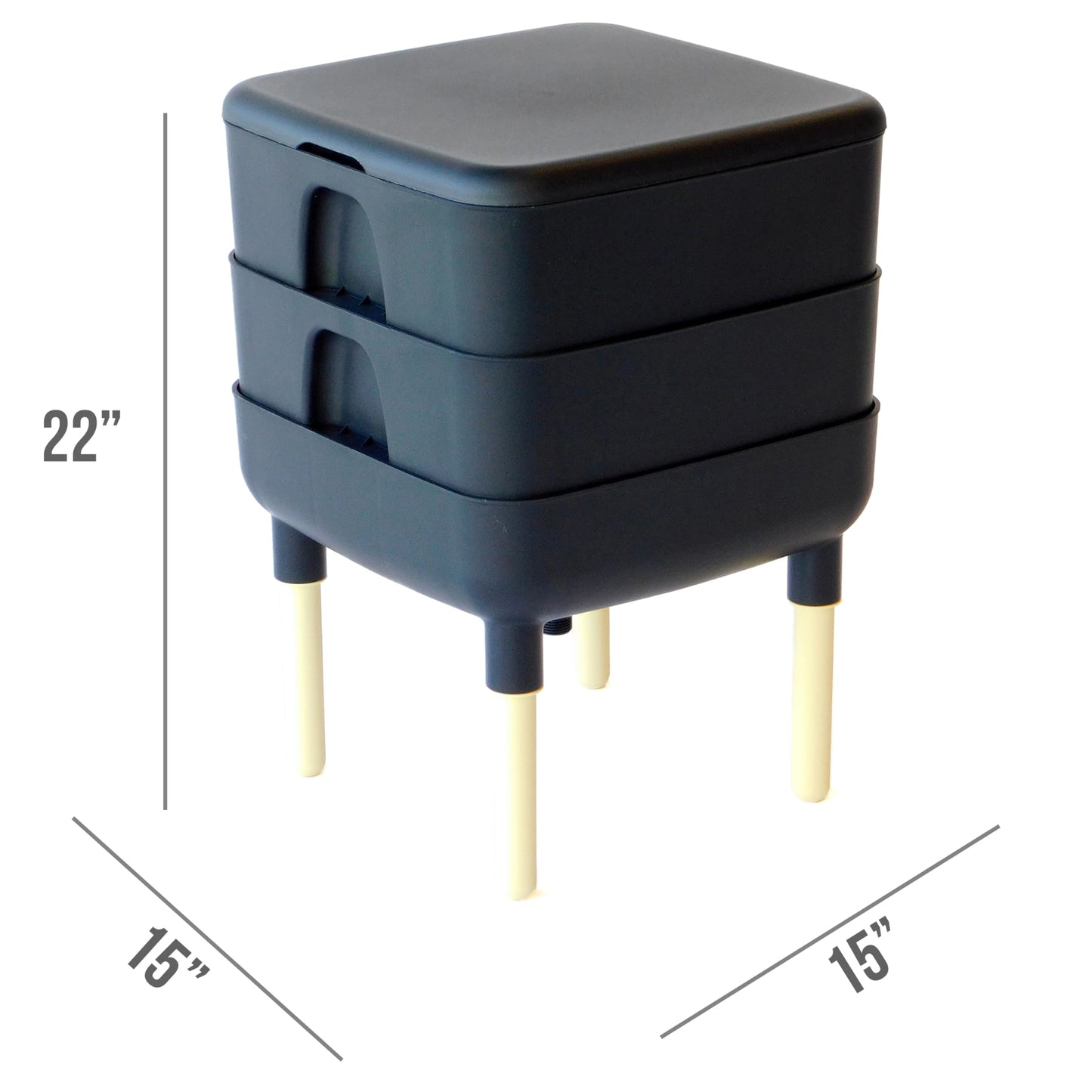 FCMP Outdoor - The Essential Living Composter, 2-Tray Worm Vermicomposter Bin (HF-LC4000v2-BLK) Black