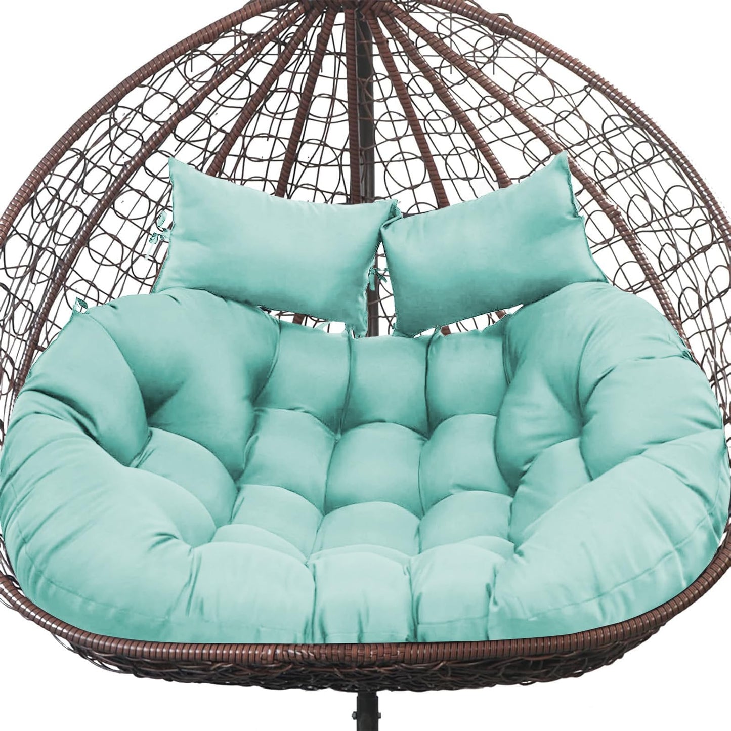 boyspringg Double Egg Chair Cushion Replacement 55x35 Inch, Thickened Memory Foam Patio Cushion for Large Double Egg Swing Chair Papasan, Outdoor Waterproof & Soft Seat Pad, Teal