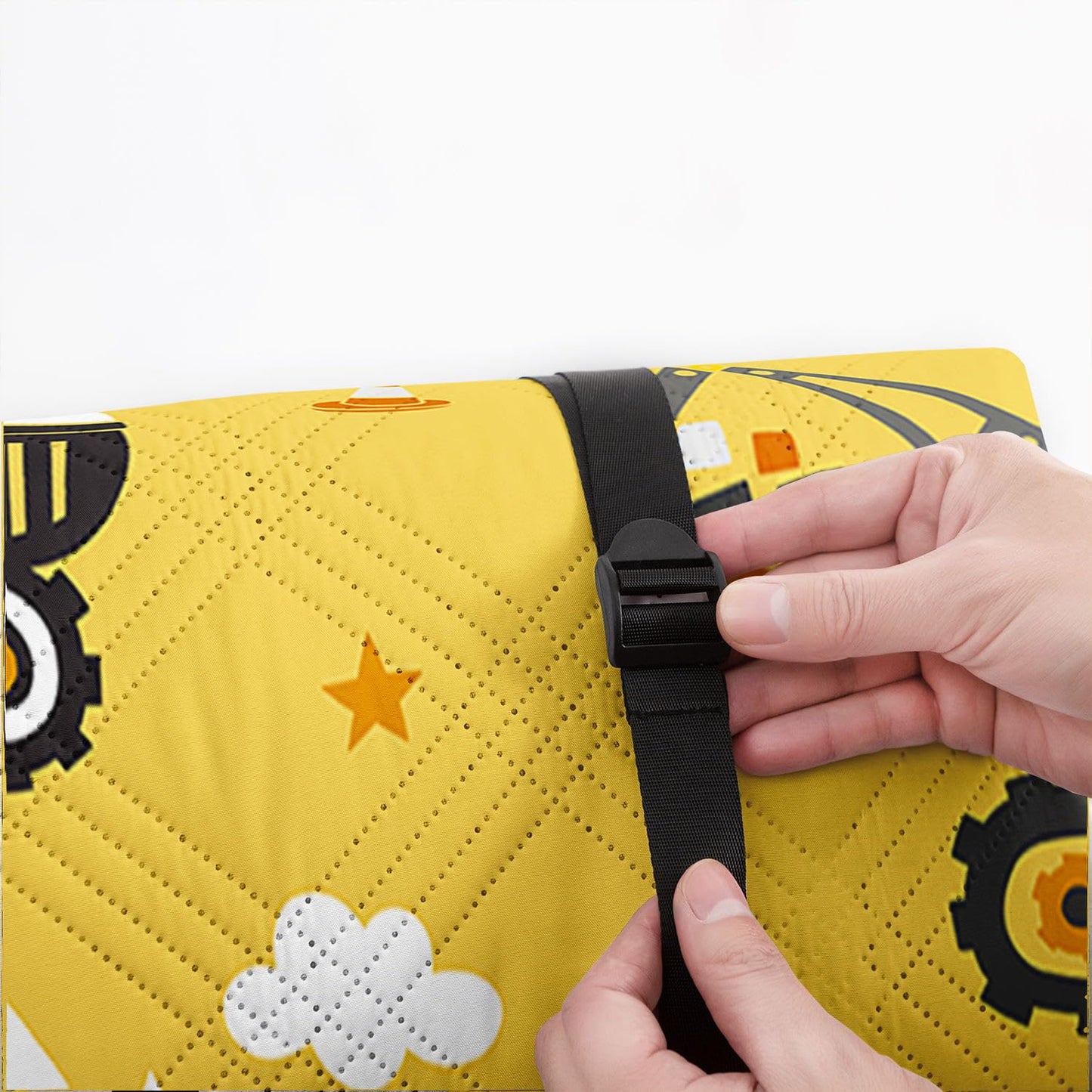 Smell Sunshine Outdoor Picnic Blanket,Portable Sandproof Waterproof Picnic Mat,Truck Excavator Tractor Printed Camping Beach Mat for Sand and Wet Grass Hiking (Excavator S)