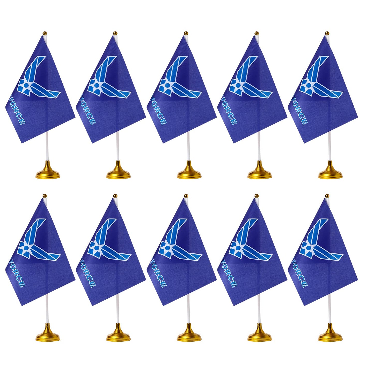 WXTWK 12 Pack American USA Air Force Wings Desk Flag Small Mini US Military Table Flags With Stand Base,United States Army Festival Events Celebration Decorations