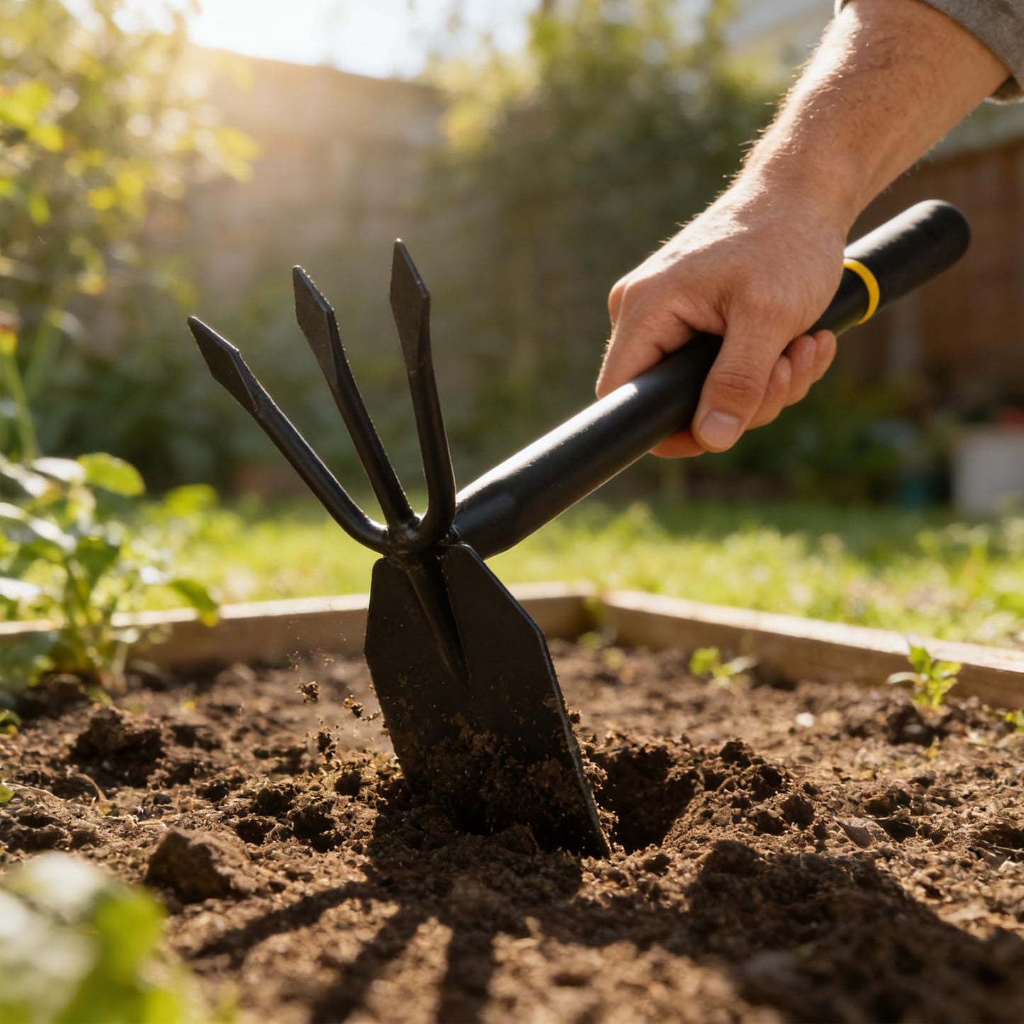 AHUDKKY Hoe and Cultivator, Hoe Garden Tool, Hand Hoe Cultivator Garden Tool, Thickened Manganese Steel, Garden Hoe for Weeding, Planting, Loosening Soil, Digging，No Assembly Required