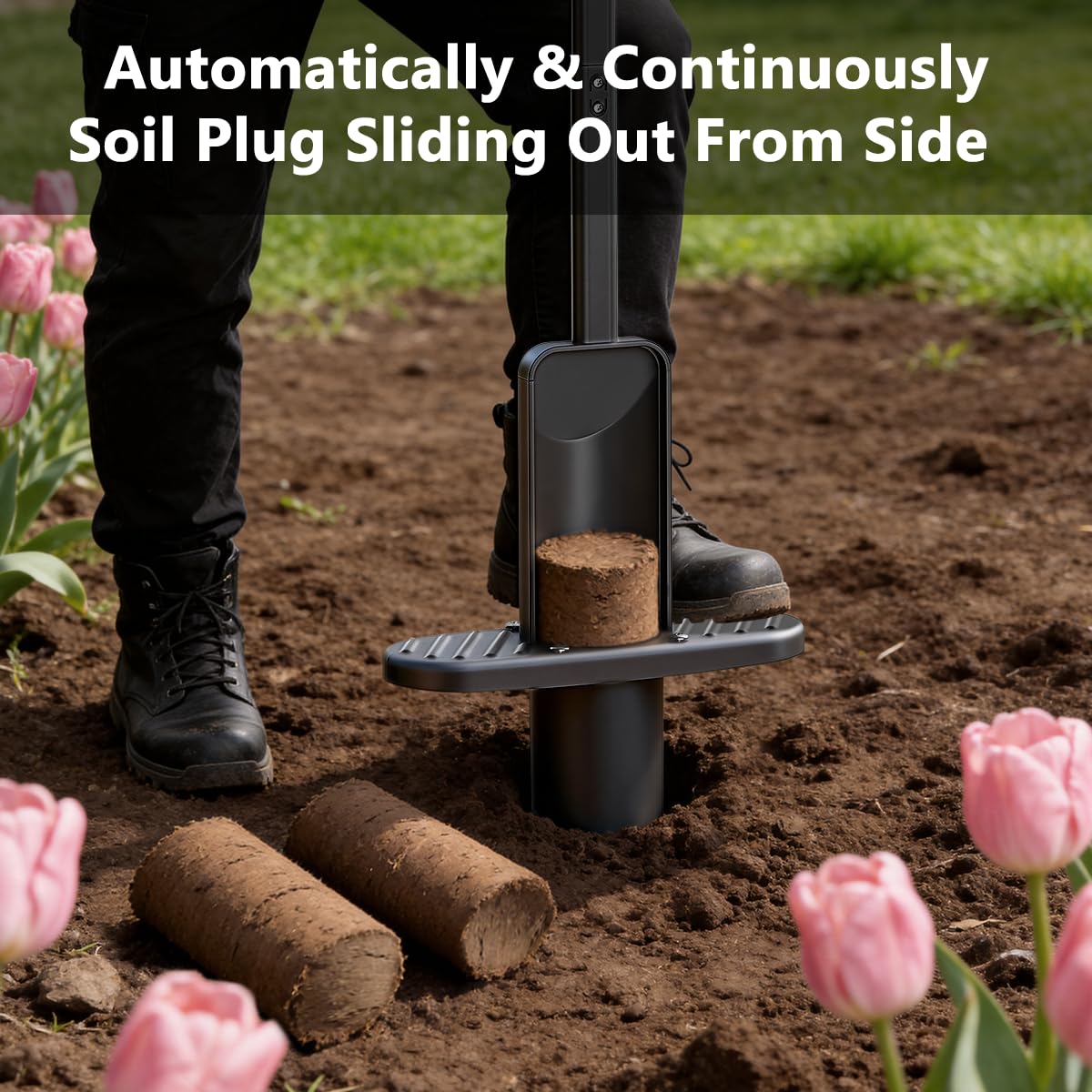 FLORA GUARD Long Handle Bulb Planter Tool, Dual Size 2.2” & 3.3” Hole Digger,Garden Sod Plugger,Grass Plugger Tool with Foot Pedal for Planting, Transplanting, Weeding, Digging for Tulips, Daffodils