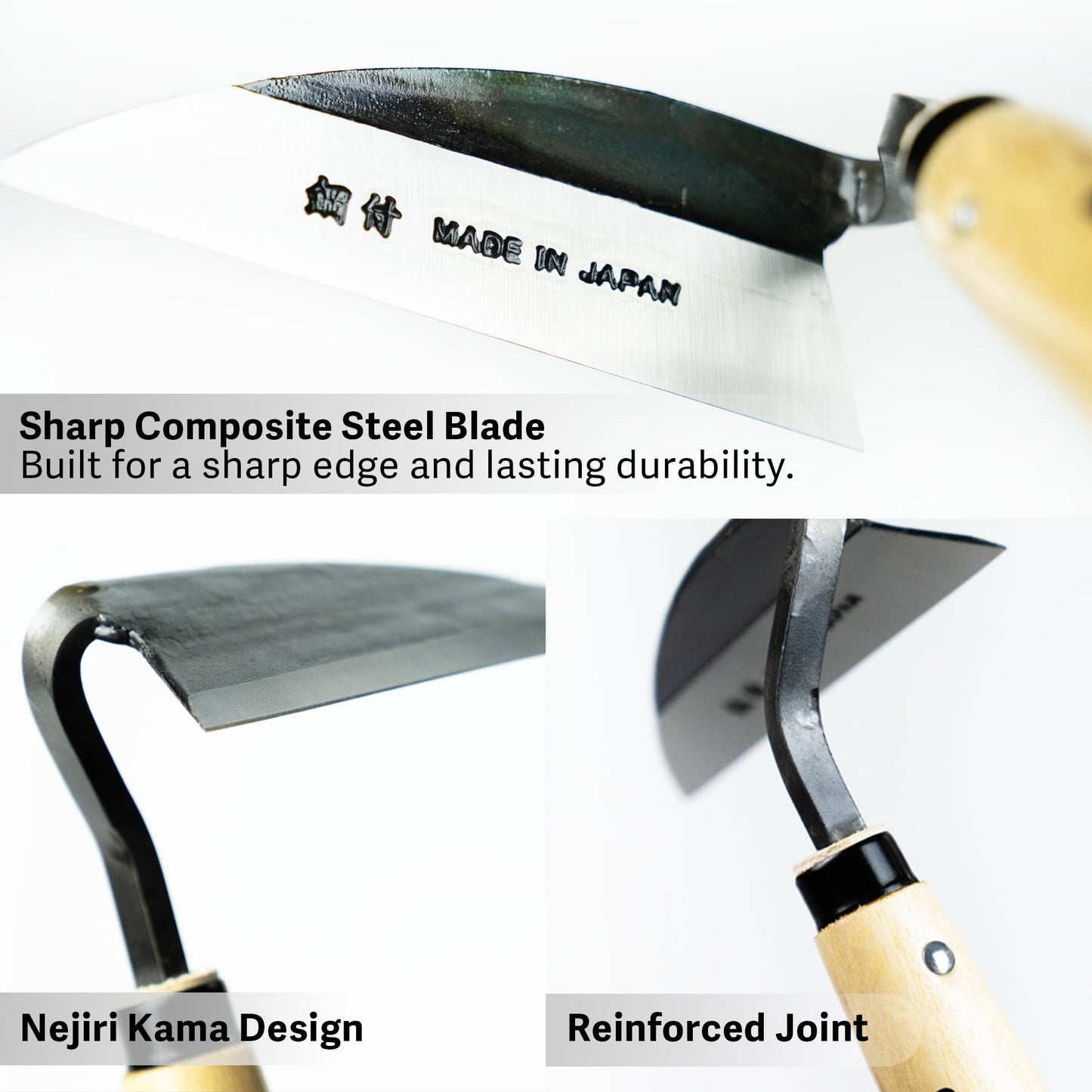 Japanese Weeding Sickle, Hand Weeder Tool for Surface Weed Removal, Tight Spaces and Light Grass Cutting, Made in Japan by HONEN