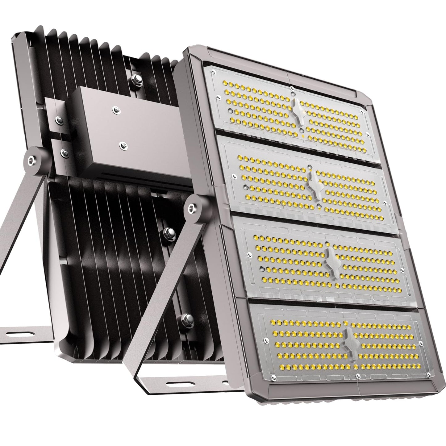 Upgrade 500W LED Flood Light Outdoor 75000Lm Led Stadium Light with Adjustable Bracket, IP65 AC100-277V Commercial Area Lighting with Plug for Backyard/Basketball Court-2Pack