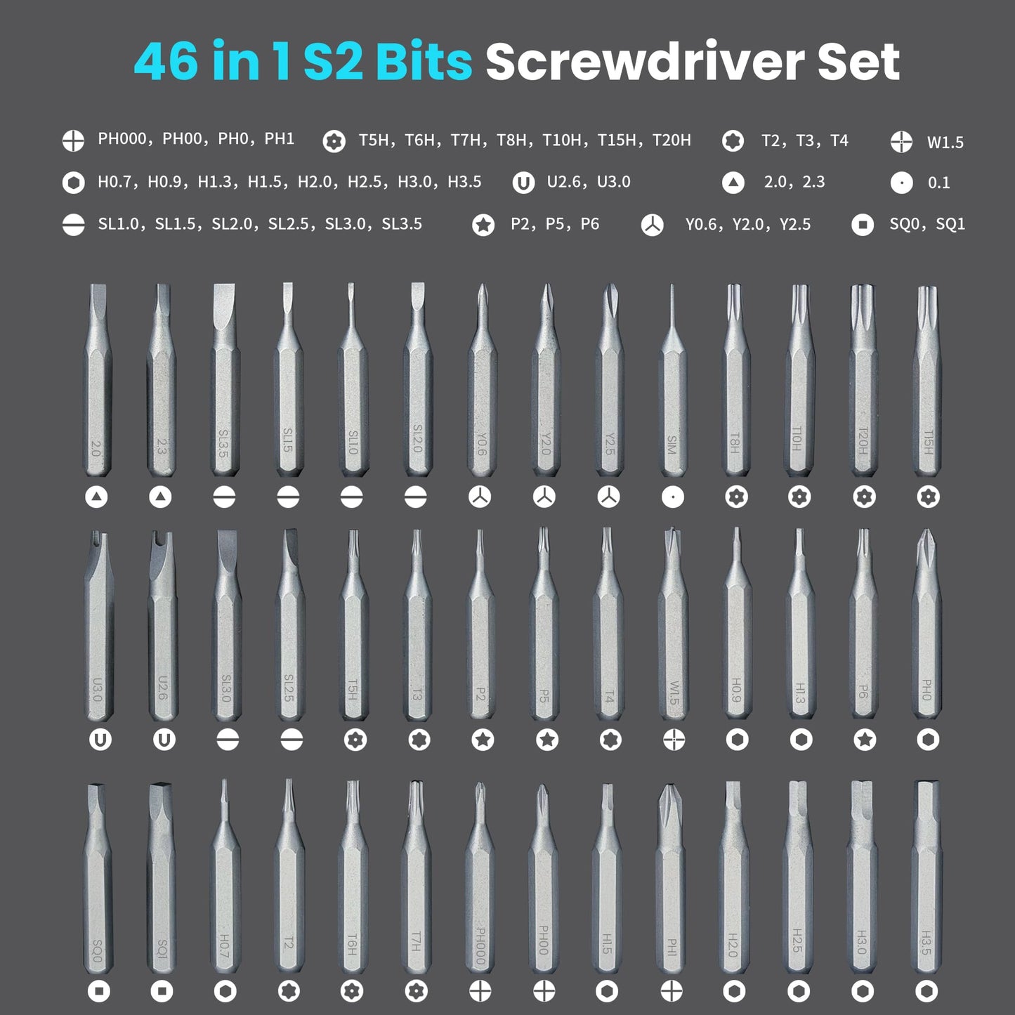 46 in 1 Precision Screwdriver Kit with Magnetic Bits & Metal Case, Compact Repair Tool Kit for Phone, Computer, Laptop, PC, Watch, Glasses, DIY, Drone, Game Console, Robot, Models & Electronics