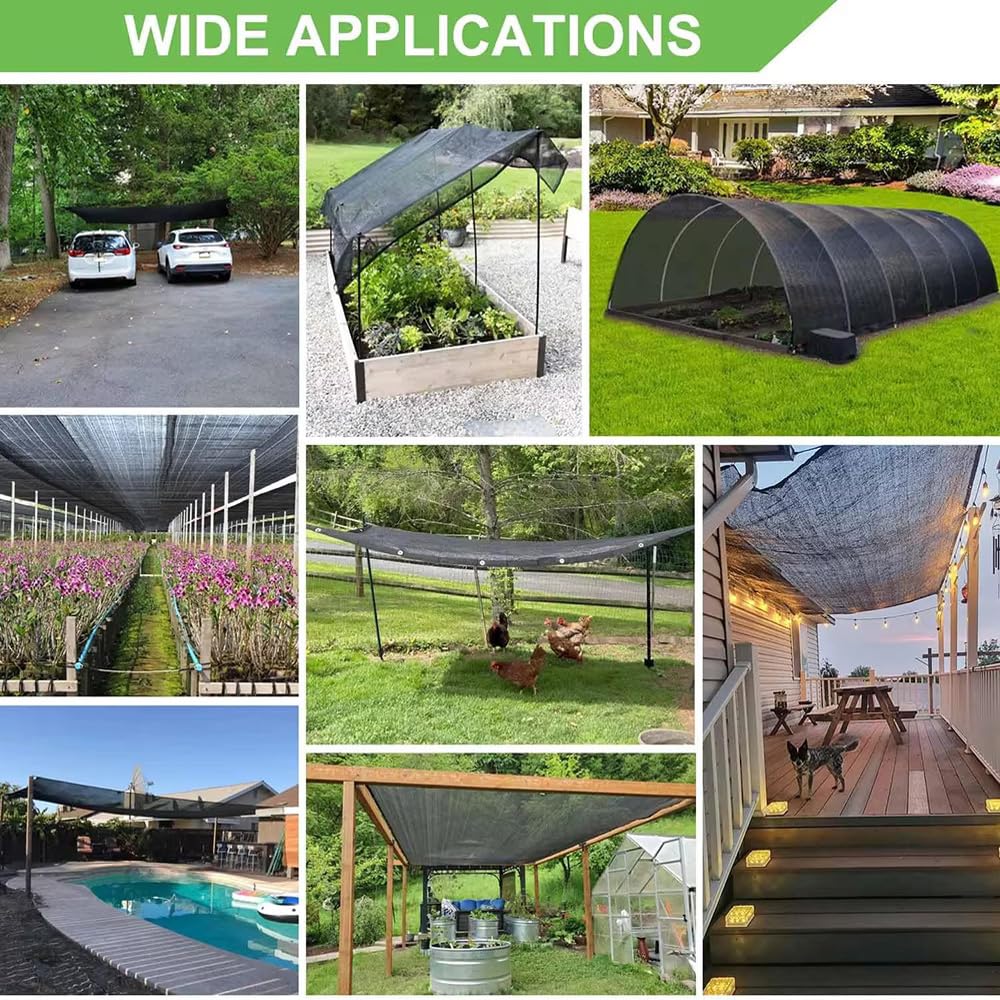 Junkogo 40% Shade Cloth for Garden 14X20Ft, Plant Shade Cloth for Greenhouse, Sunblock Mesh Tarp for Garden Plants, Vegetables, Flowers, Cucumbers,Lettuce, Tomatoes, UV Resistant.