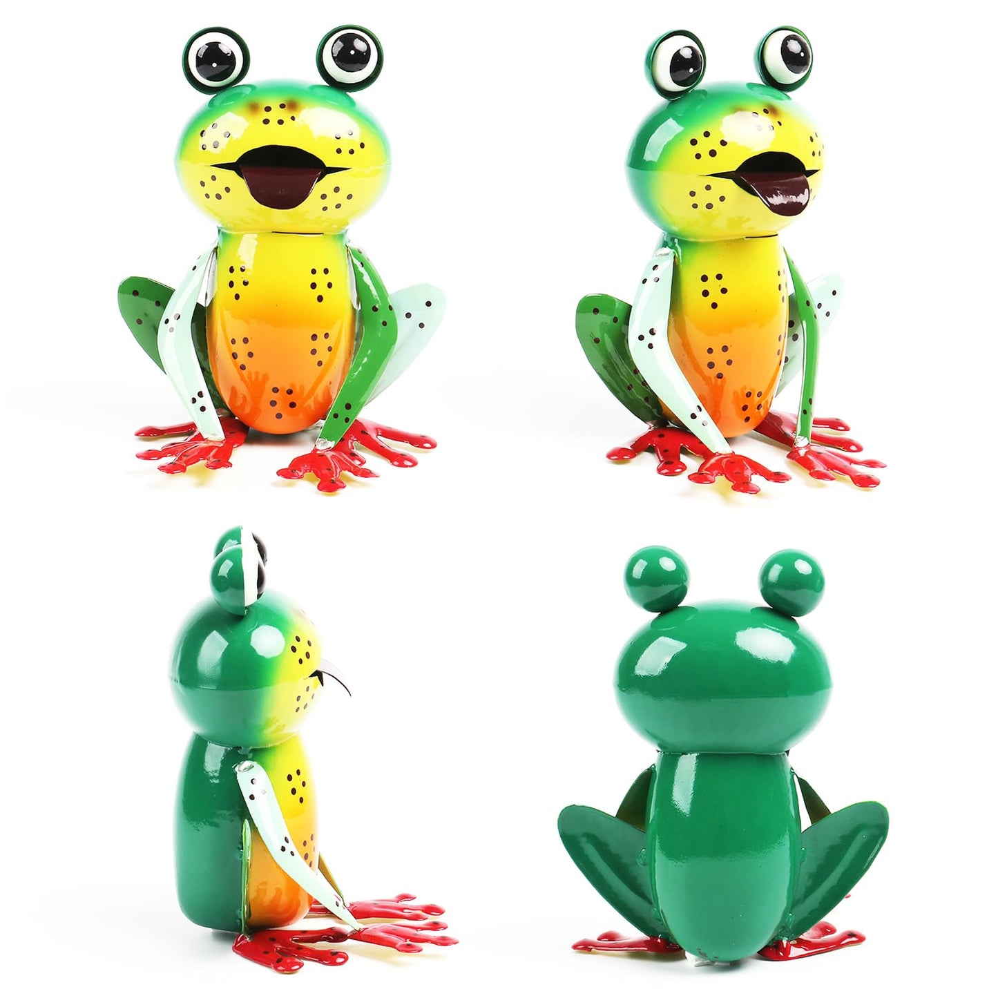 Cruis Cuka Metal Garden Decor Yard Art for Outside Set of 2 Cute Frogs Lawn Patio Ornaments Backyard Decorations Garden Gifts - (Yellow,Green)
