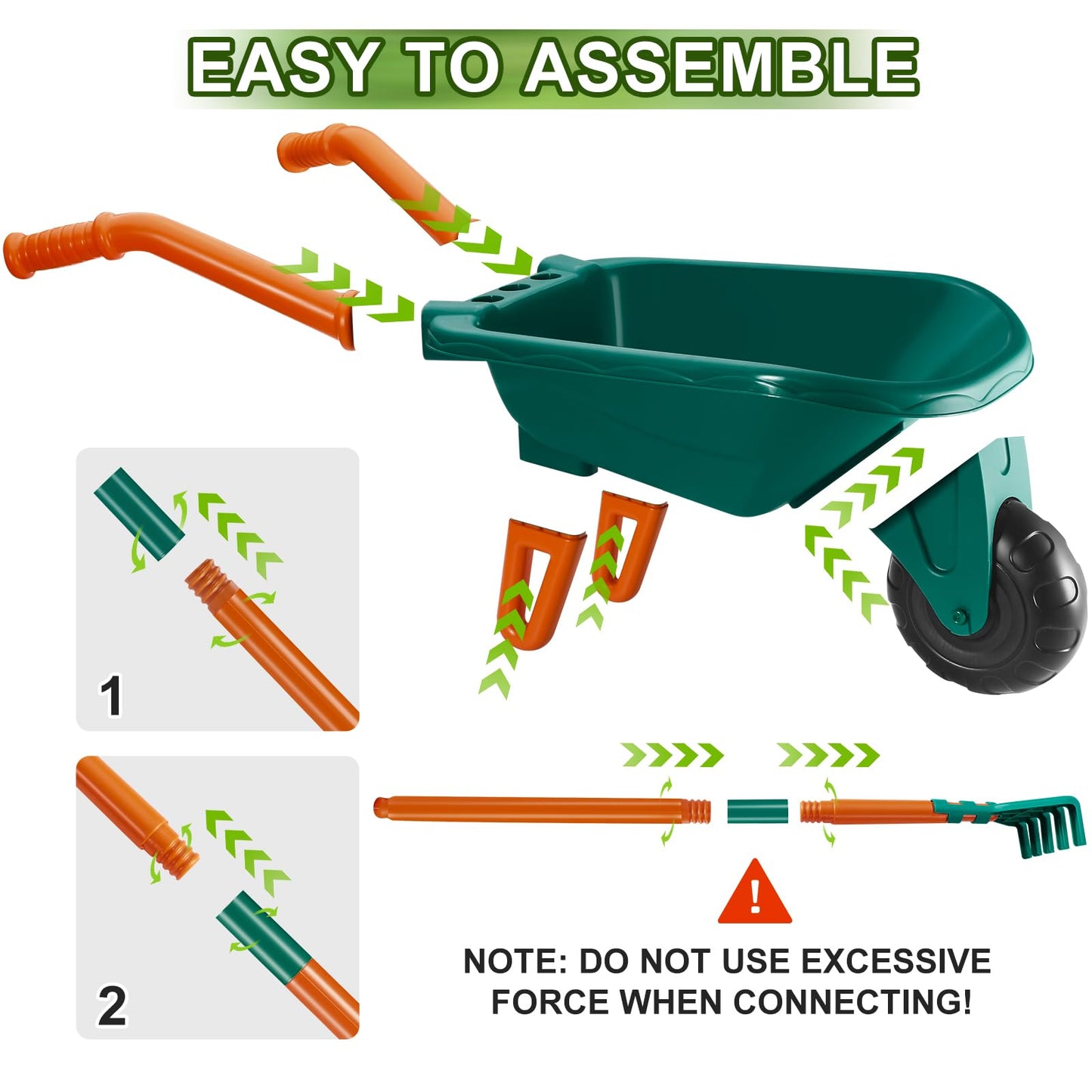 HOSPONY Kids Gardening Set-Kids Gardening Tools Wheelbarrow Set with Shovel, Leaf Rake, Gloves, Spray Bottle-Toddler Gardening Set Play Outdoor Educational STEM Learning for Boys Girls Age 3+