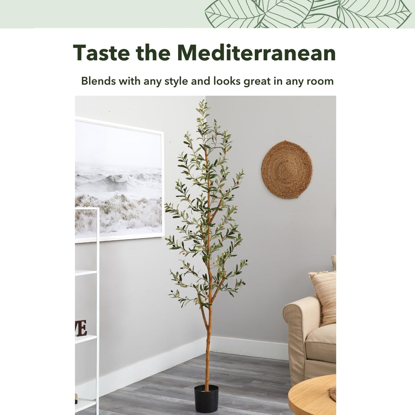 Nearly Natural 82in Artificial Olive Tree, Faux Greenery with Lifelike Branches for Indoor Home Decor