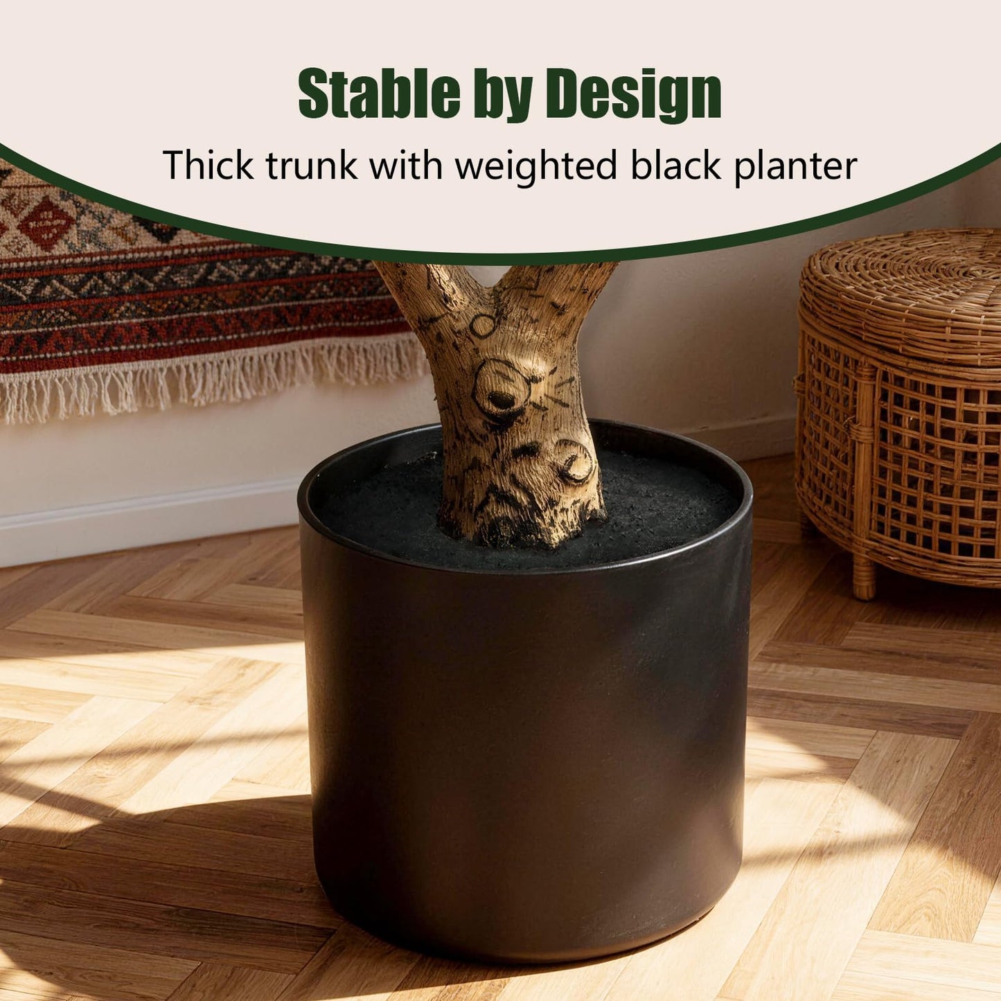 Olive Trees Artificial Indoor 6FT Tall, Faux Olive Tree with Black Basic Planter, Lifelike Fake Olive Plant Decorative, Silk Leaves and Premium Plastic Trunk for Home Living Room Office Decor