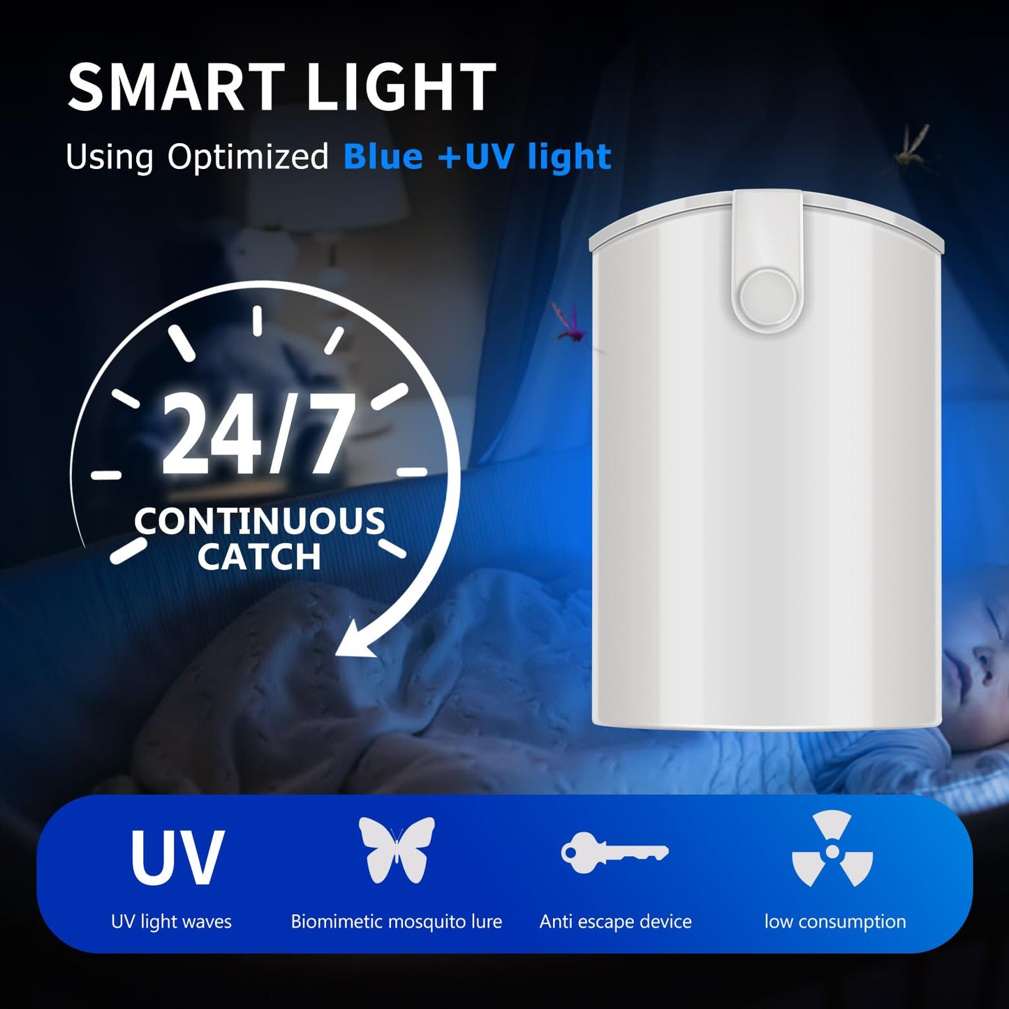 2 Pack Flying Insect Trap, Fruit Fly Trap Indoor with 8 Sticky Boards, Gnats Killer Moth Trap Fly Catcher with Blue UV Light, Mosquito Attractant Bug Zapper for Home, Office(2026 Upgrade)