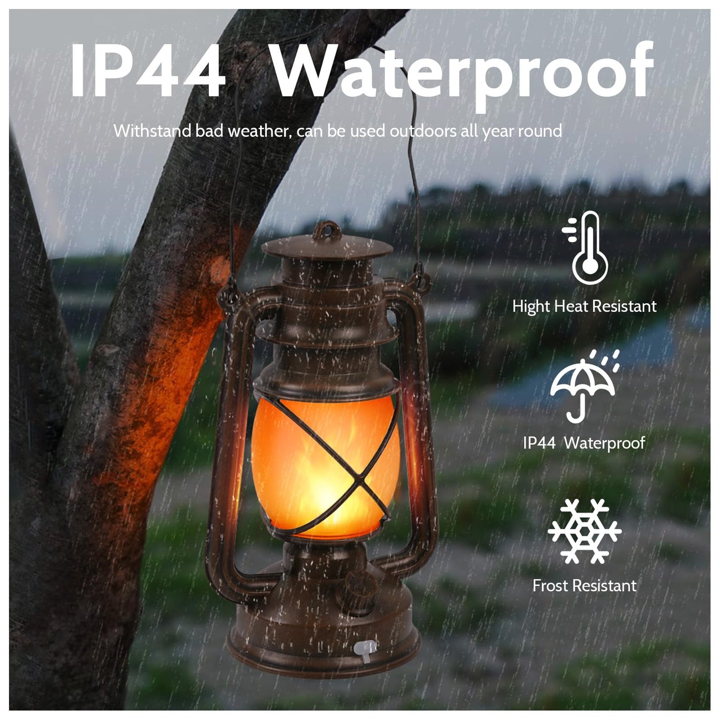 2 Pack Vintage Lantern Flickering Flame Rechargeable LED Retro Camping Lights 4 Modes Remote Control Battery Powered Outdoor Lamp Hanging Lanterns