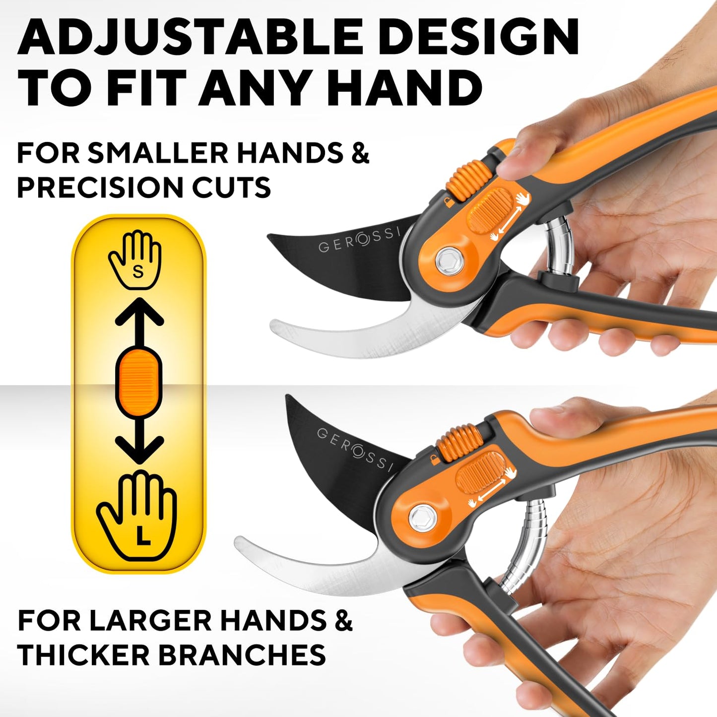 Bypass Pruning Shears with Ultra Sharp Blades - Premium Pruners w/Adjustable Feature for Any Hand Size - Ergonomic & Sturdy Scissors For Gardening - Perfectly Cutting Through Anything in Your Yard