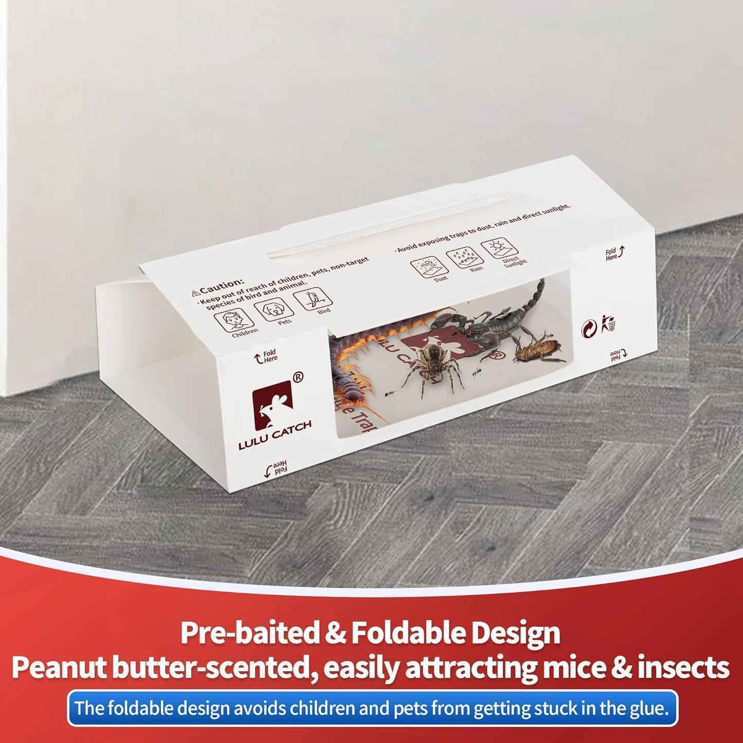 LULUCATCH Mouse Traps, 36Pack Pre-Baited Sticky Mouse Traps Indoor for Home, Non-Toxic Bulk Sticky Pads, Glue Traps for Rats, Bugs, Spider, Mice, Cockroach, Pet Safe, Easy to Use