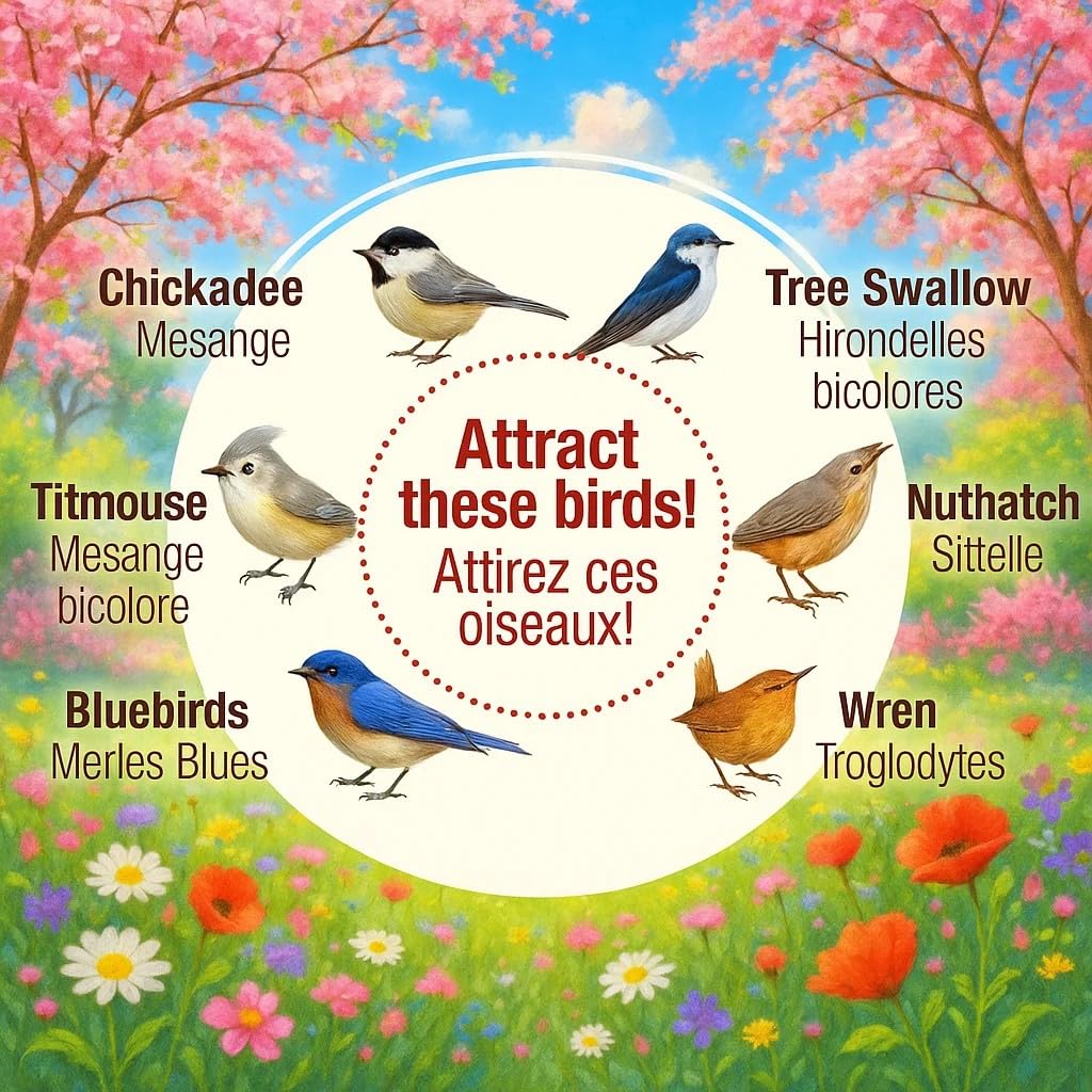 3pk Bluebird Bird Houses for Outside Clearance - Bird House for Wall Mounting - Tree Swallow Nest Box with Stainless Steel Predator Guard - Cedar Shingles Roof UV Painting - 10 Years Outdoor