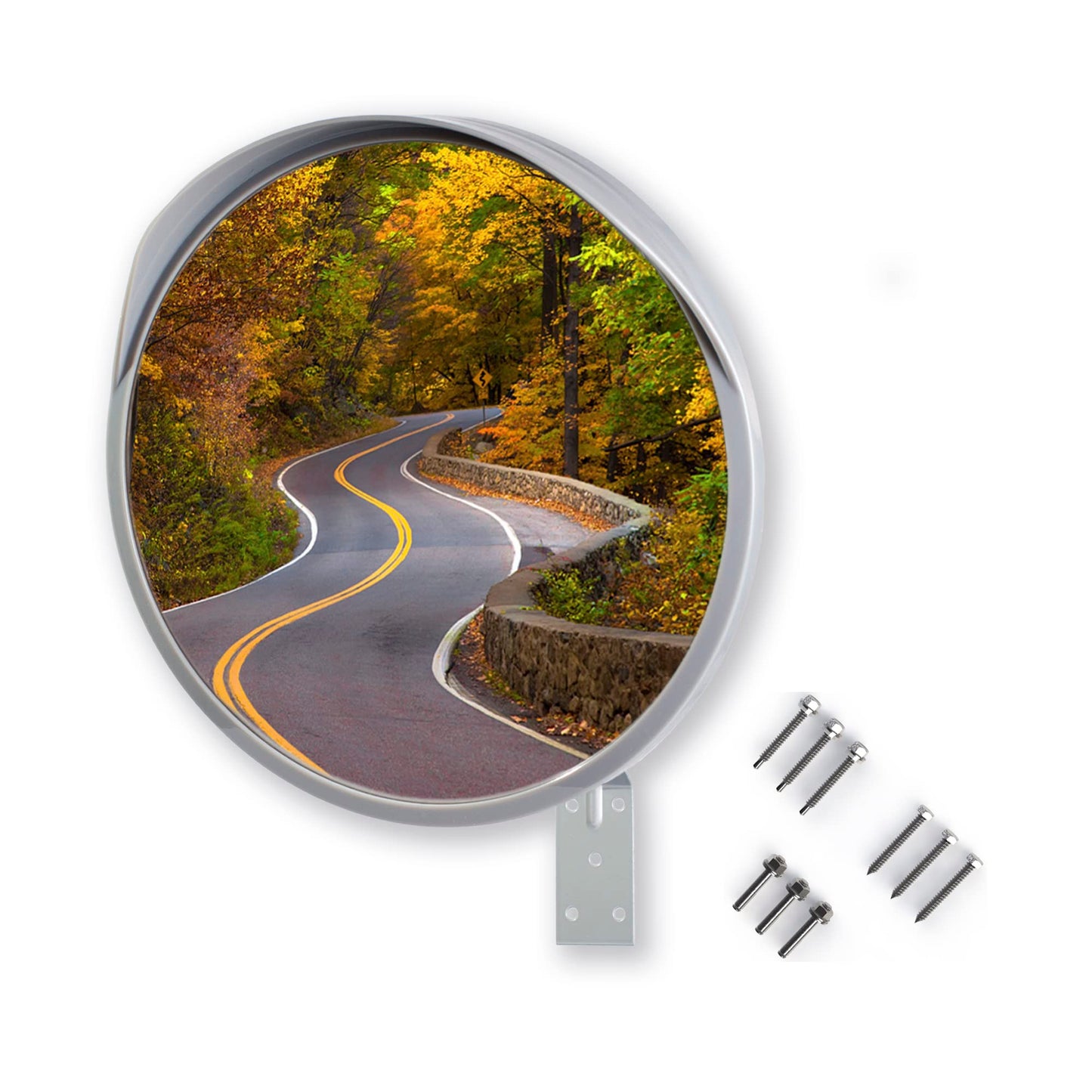 WatchYrBack GREY 18 inch Convex Mirror, Outdoor or Indoor, Wide Angle View, Curved Traffic Safety and Security Mirror 460 mm