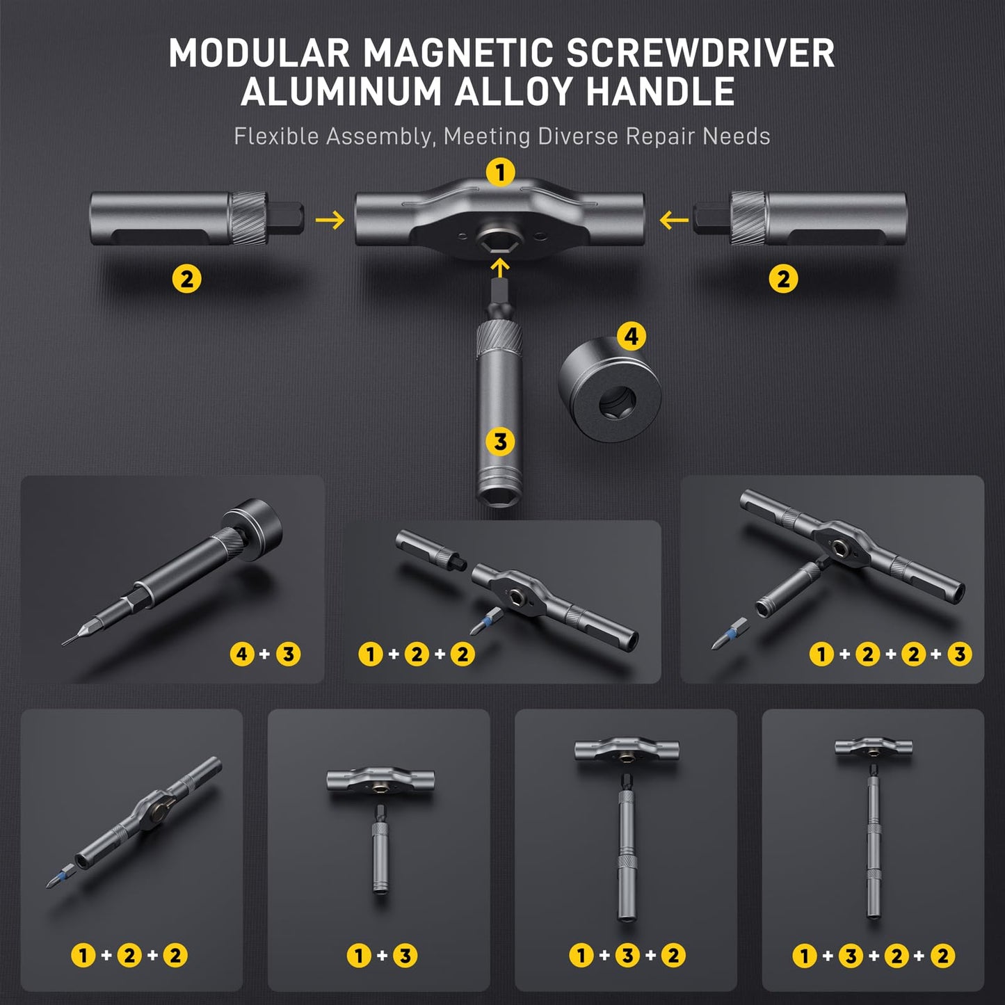 74 in 1 Magnetic Screwdriver Set, Ratchet Screwdriver, Multi Bit Screwdriver Set with Detachable Handle, RepairTool Kit for Furniture, Precision Electronics, Bicycle, DIY, Computer