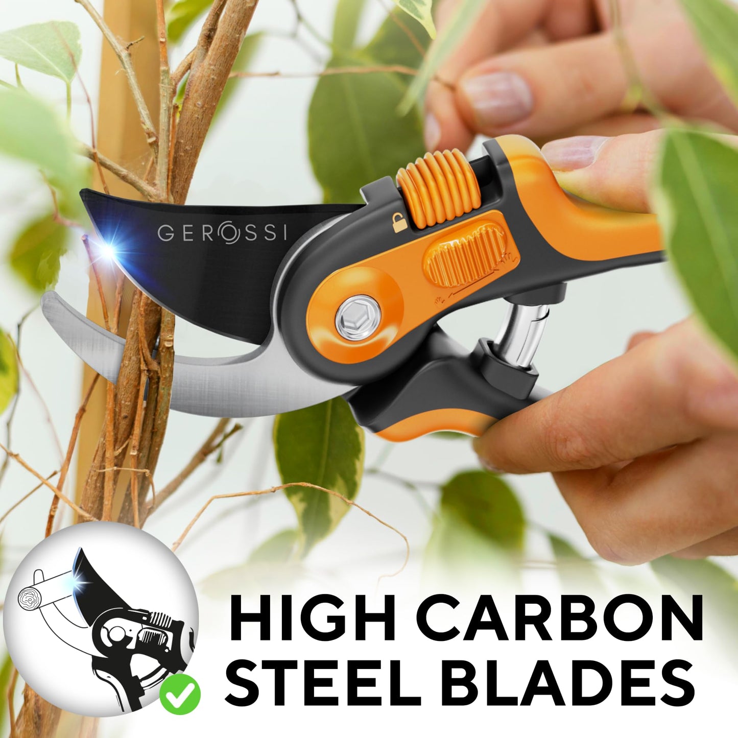 Bypass Pruning Shears with Ultra Sharp Blades - Premium Pruners w/Adjustable Feature for Any Hand Size - Ergonomic & Sturdy Scissors For Gardening - Perfectly Cutting Through Anything in Your Yard