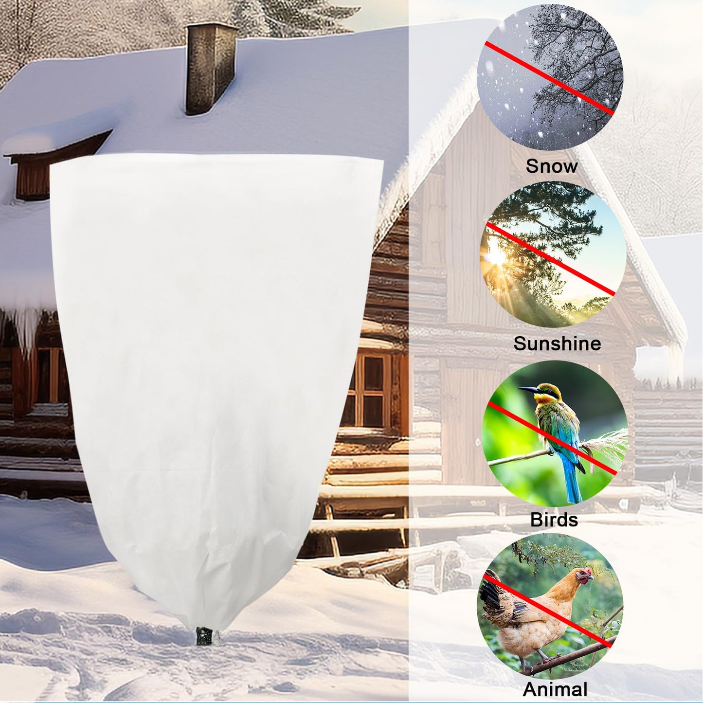 YDSL 3 Pack Plant Covers Freeze Protection, 48"×72" 1.77oz/yd² Plant Frost Covers for Outdoor Plants Shrub Potted Plants Use, Winter Cloth Plant Tree Cover with Drawstring for Cold Weather