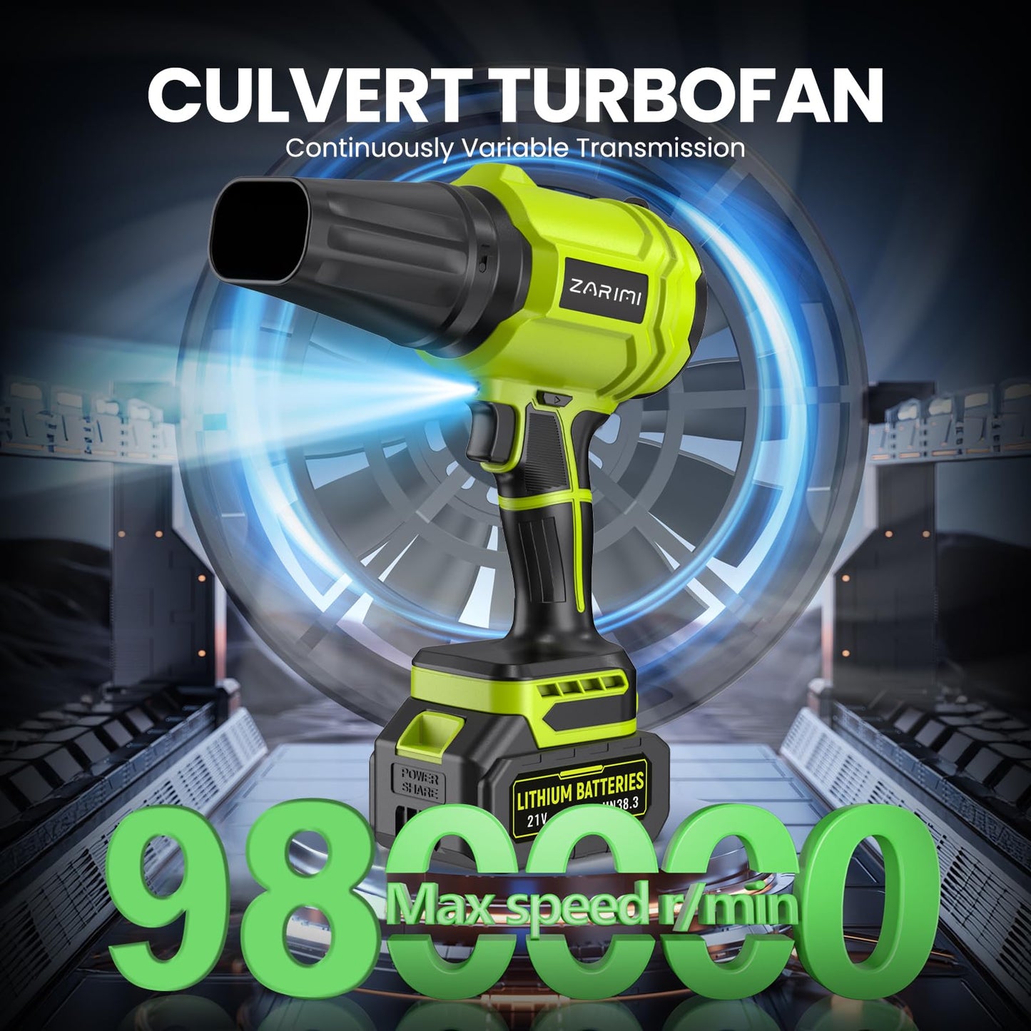 YUQUESEN Cordless Leaf Blower, 980,000 RPM Handheld Leaf Blower with 2 X 4.0Ah Batteries & Charger, Lightweight Leaf Blowers for Patio Cleaning, Lawn Care, Leaves, Dust - Light Green