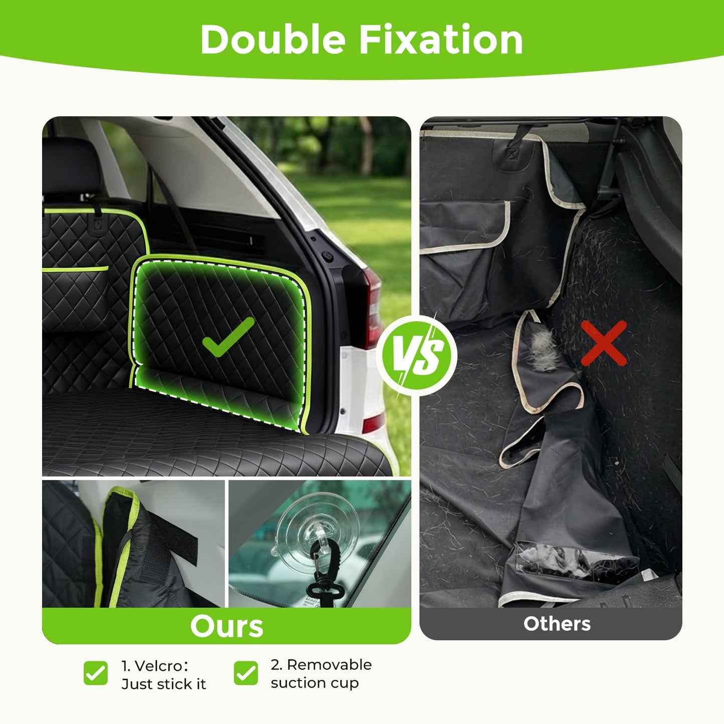 SUV Cargo Liner for Dogs, Upgraded Scratch-proof Leather 14.17" Heightened Side Flaps, 53.15" x40.55" Waterproof Non-Slip Trunk Liner with Bumper Flap, Universal Fit for SUVs Sedans Vans 3-Row SUV