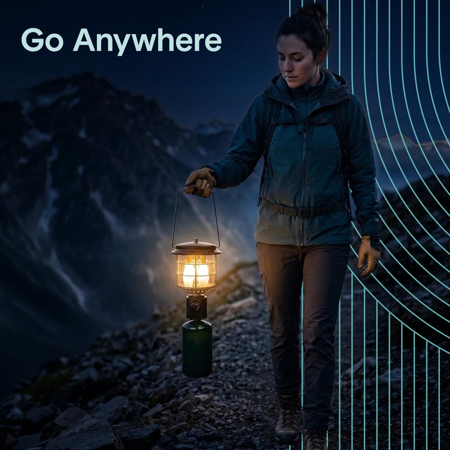 Camping Lantern 1500 Lumens, Bright Outdoor Lantern with Adjustable Light, Easy Ignition, Durable Design, Propane Lantern for Camping, Hurricane and Backup Use
