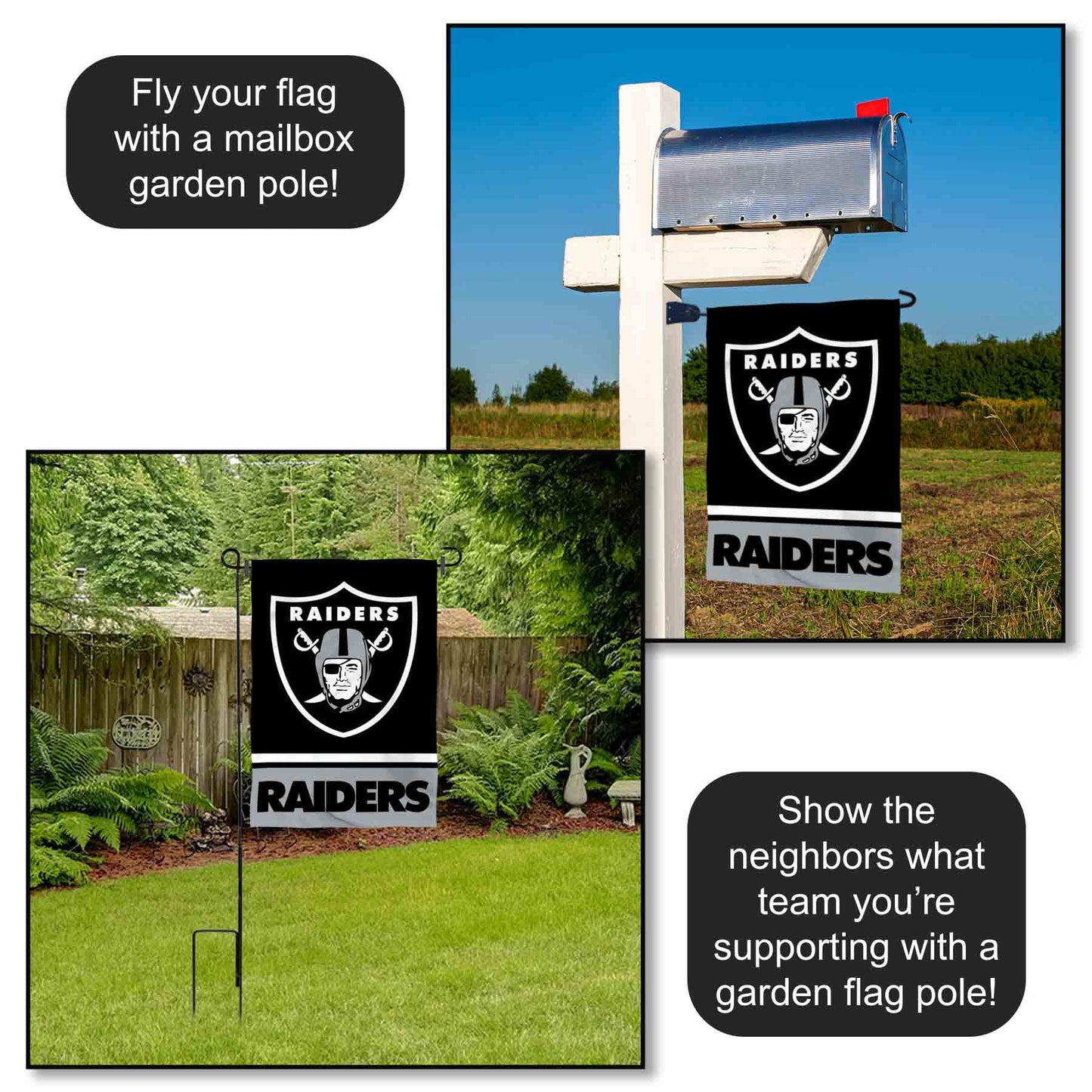 Las Vegas Raiders Double Sided Garden Flag