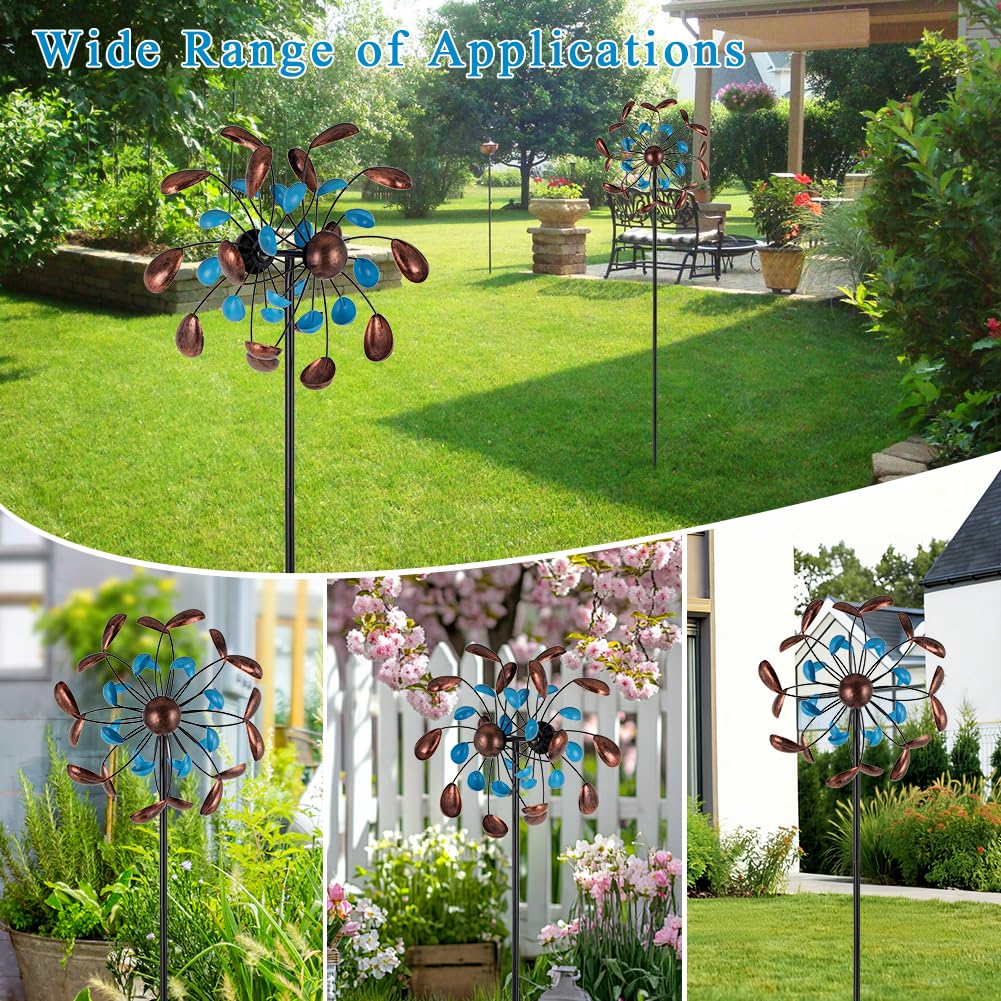 Sunnylight Wind Spinner Outdoor, Wind Sculpture Spinner with Metal Stake, Yard Art Decor for Patio, Lawn & Garden 13 * 57 inches