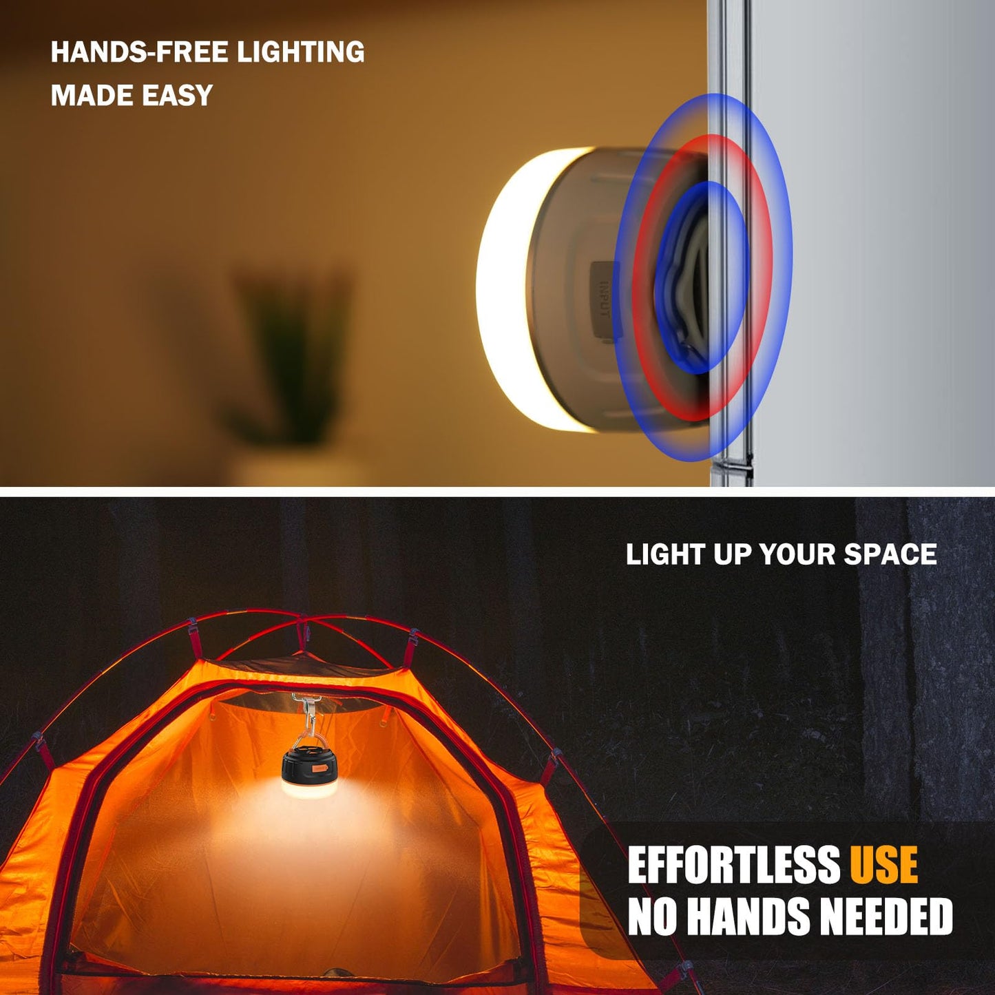 Yonktoo Camping Lantern Rechargeable, 300H Runtime, 6400mAh, IPX5 Waterproof Tent Light for Camping, Hiking, Power Outages, Home, Emergency - Standard Edition,Orange