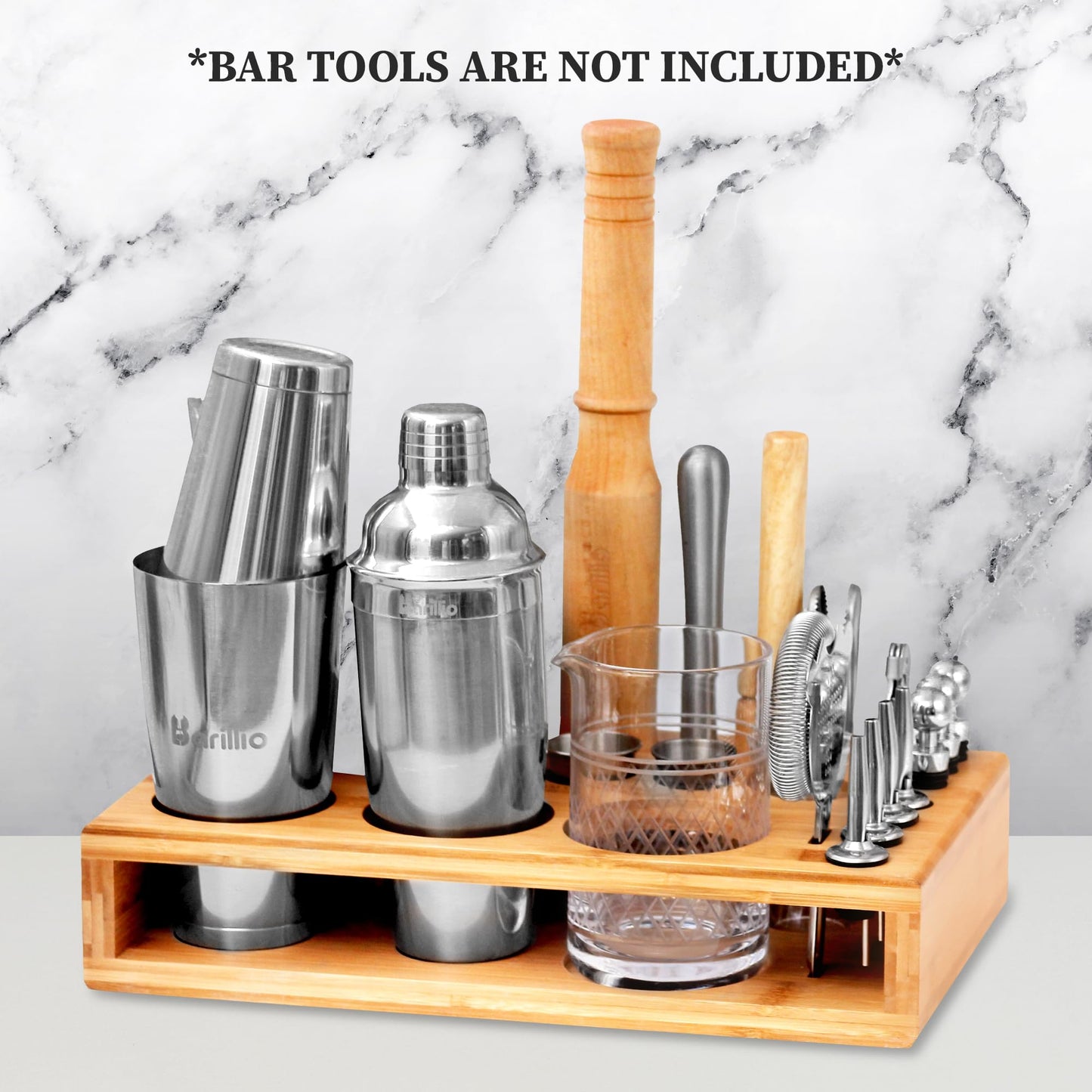 Barillio Bamboo Stand for Bartender Kit Storage (Bar Tools are Not Included) | Cocktail Shaker Set Wood Holder | Perfect Match with Barillio Complete Bar Tool Set