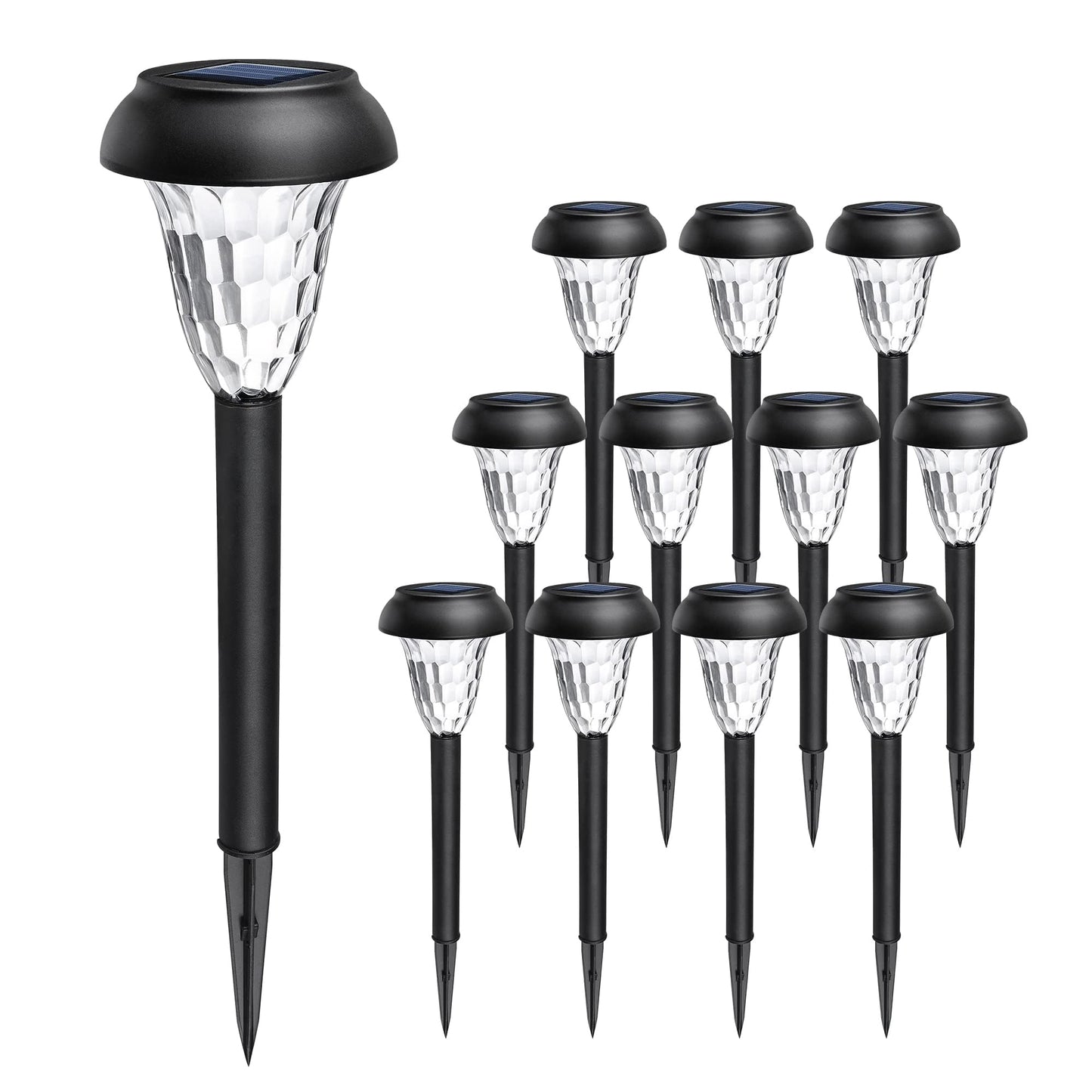 GIGALUMI 12 Pack Solar Light Outdoor Waterproof, Warm White Pathway Lights Solar Powered, Landscape Lighting, Garden Lights for Decor, Patio, Garden, Yard, Pathways, Walkway