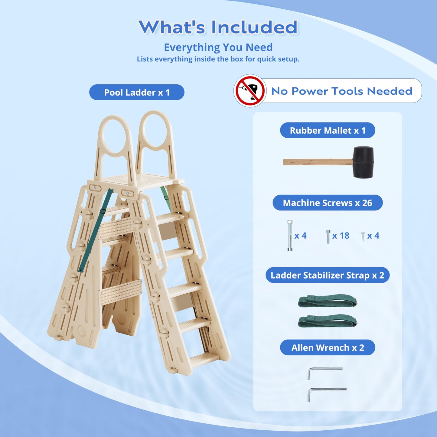 WDOT Pool Ladder Above Ground Swimming Safety Plastic A Frame Pool Ladder with Platform and Safety Barrier for 48-52 inches Pool