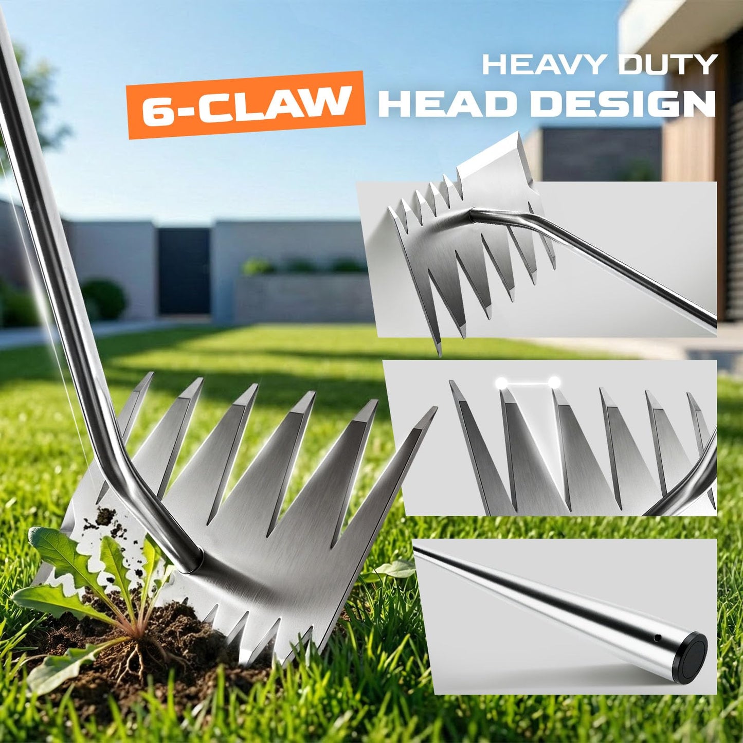 LOOHOI Weed Puller Tool, Manual Weeder with Deep Root Removal, Heavy Duty 304 Stainless Steel Weed Remover for Garden, Faster Than Step Weeders