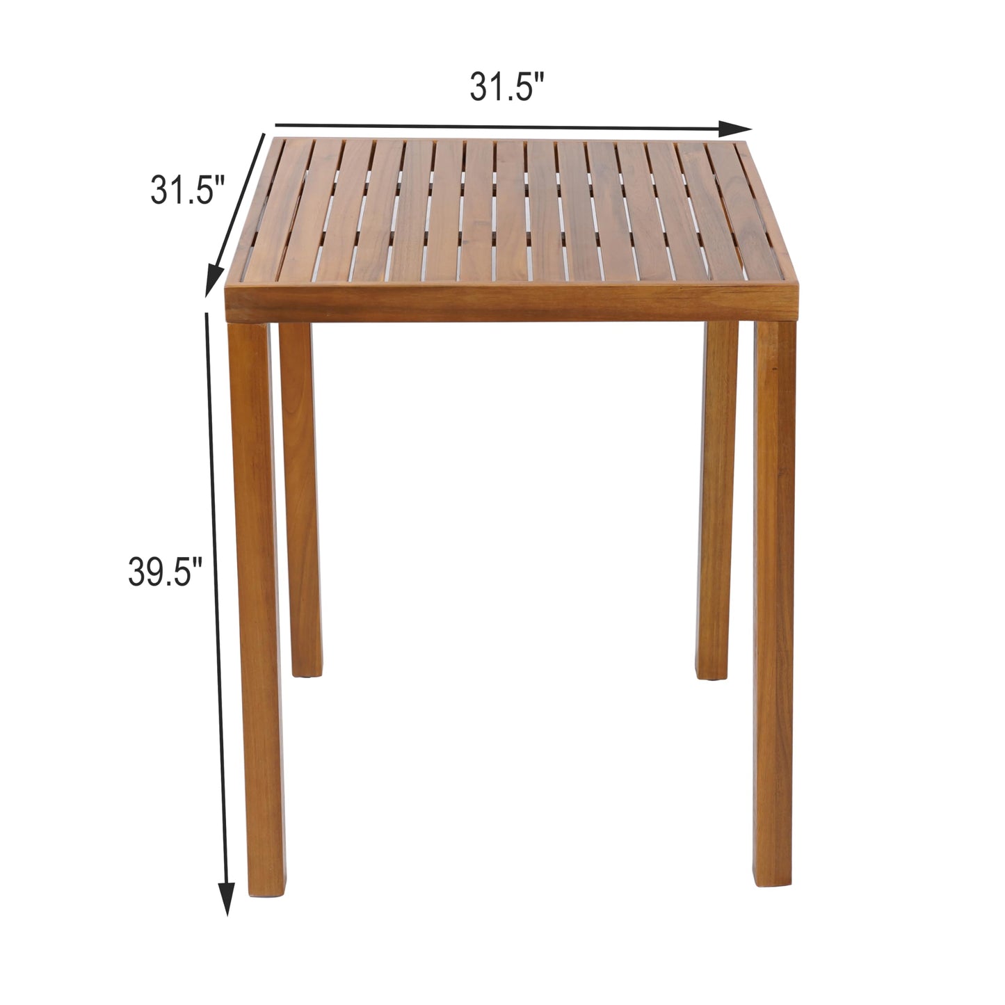 Christopher Knight Home Gree Acacia Wood Outdoor Bar Table, Wooden Patio Bar Height Table, Square Kitchen Coffee Bar Table, Patio Furniture Set, Teak