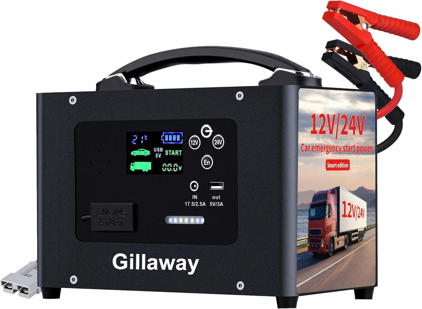 Gillaway 10000A Jump Starter, 24V 155WH Car Jump Starter Battery Pack for All Gas & All Diesel Engine, Portable Truck Jump Starter, Power Station for Camping Essentials, Portable Power Bank (V10-1)