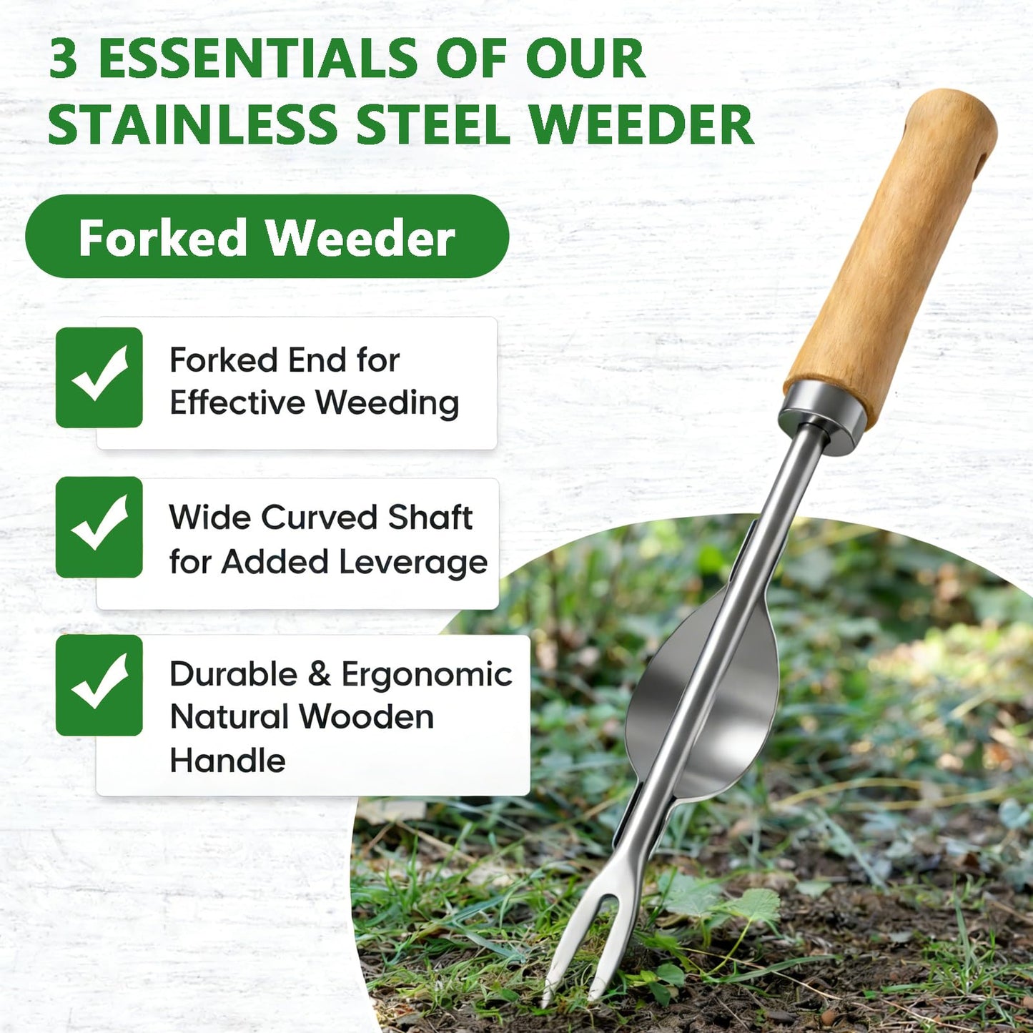 Doubleggs Weed Puller Tool, 2 Pack Garden Tools with 4 Teeth Weed Puller and Uprooting Weeding Tool for Garden, Patio, Lawn, Flower Beds and Sidewalk