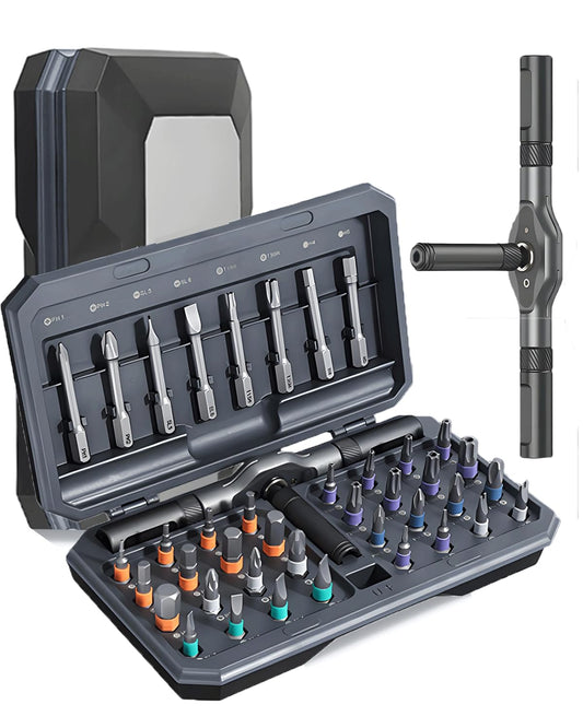 42 in 1 Magnetic Screwdriver Set, Ratchet Screwdriver Set, DIY Multi Bit Magnetic Drive Set with Detachable Ratchet Handle, Portable Compact Repair Tool Kit for Furniture Computer Bicycle, Grey