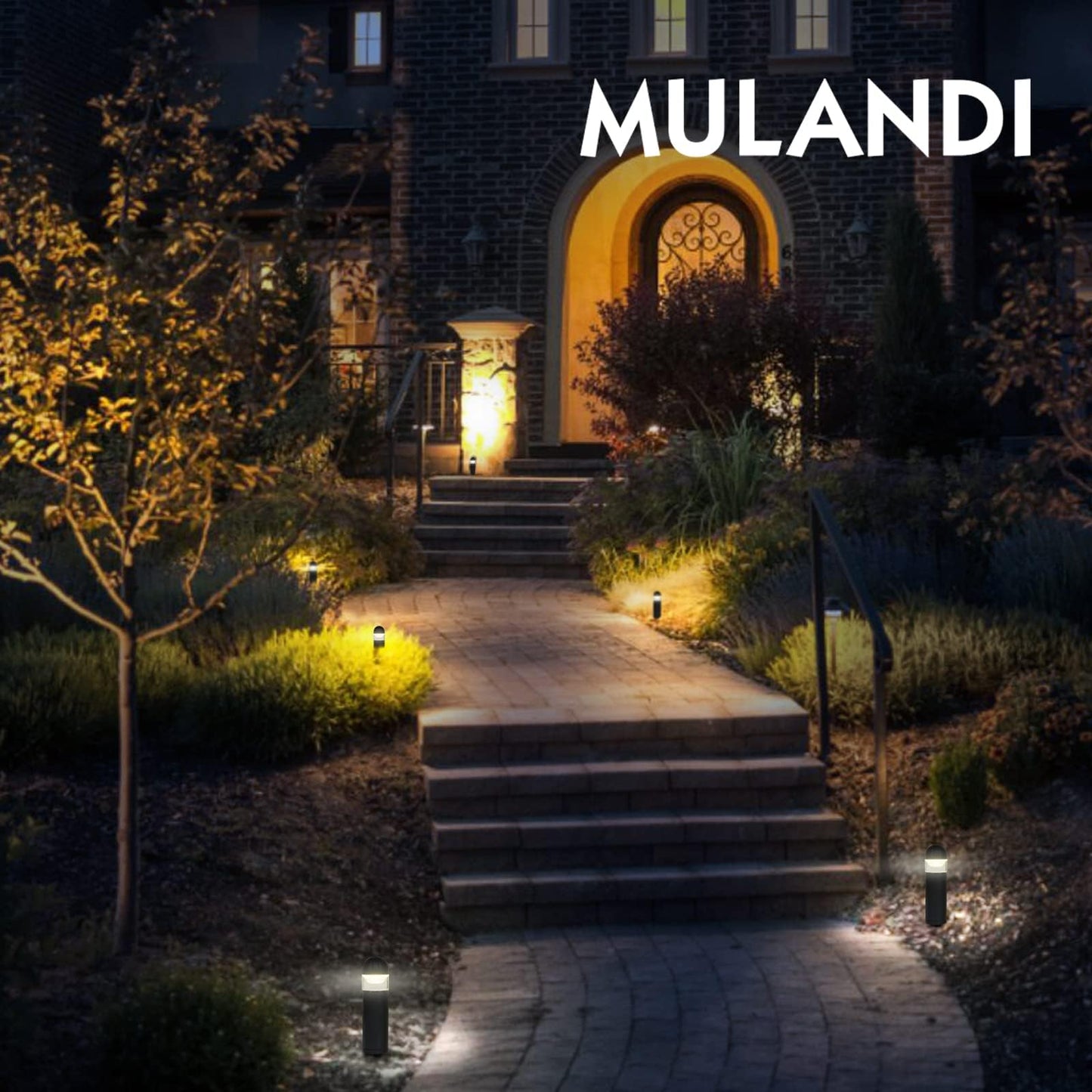 MULANDI LED Landscape Bollard Pathway Light, 2W, DC 12V Low Voltage Path Lighting Outdoor Waterproof, Die-Casted Aluminum Housing for Garden Light, 3000K Warm White Pack of 4