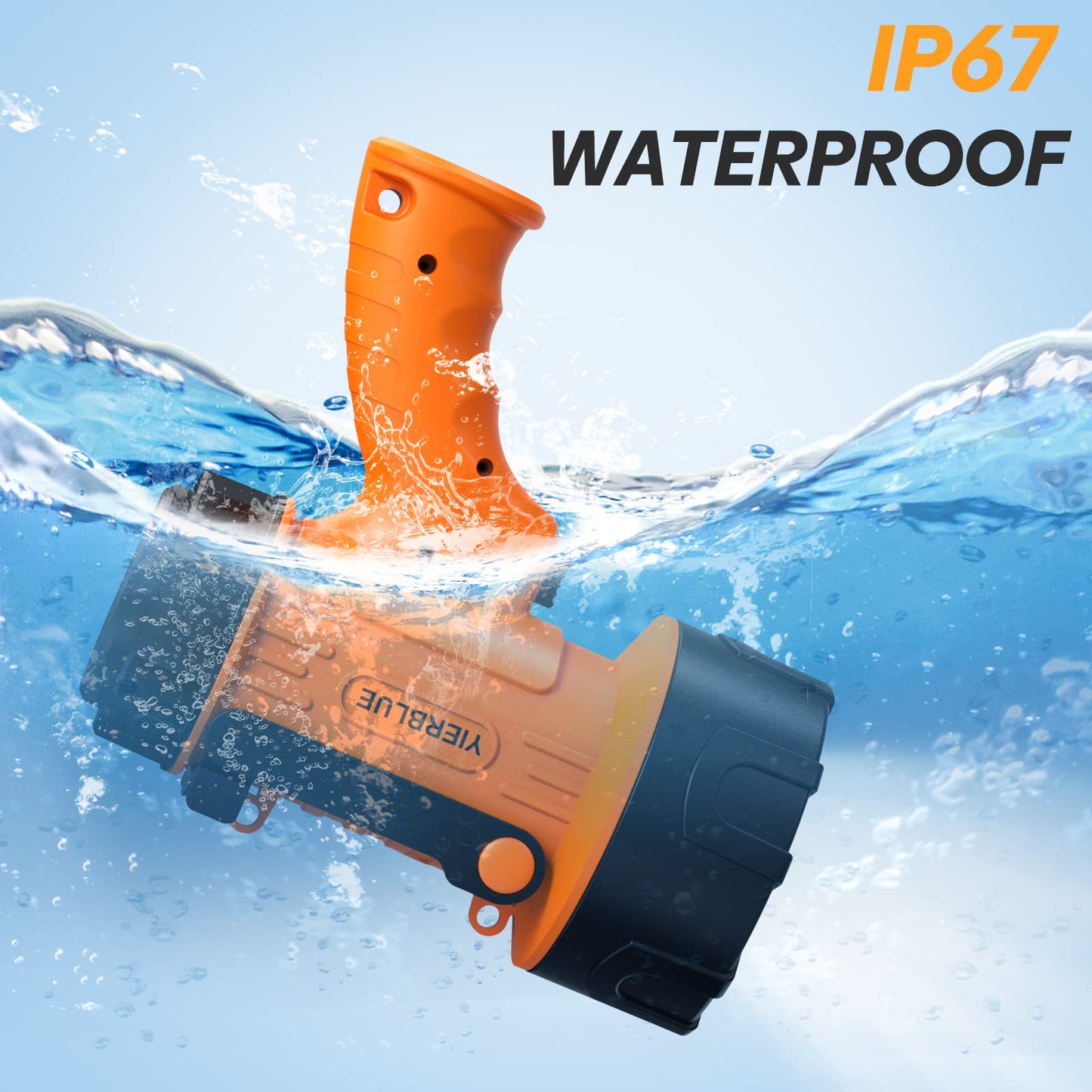YIERBLUE Rechargeable Spotligh with 2000,000 Lumen LED, Handheld Rechargeable Spotlight IP67 Waterproof Flashlight, 9h Ultra-Long Standby, Ideal Spotlight for Boating, Camping