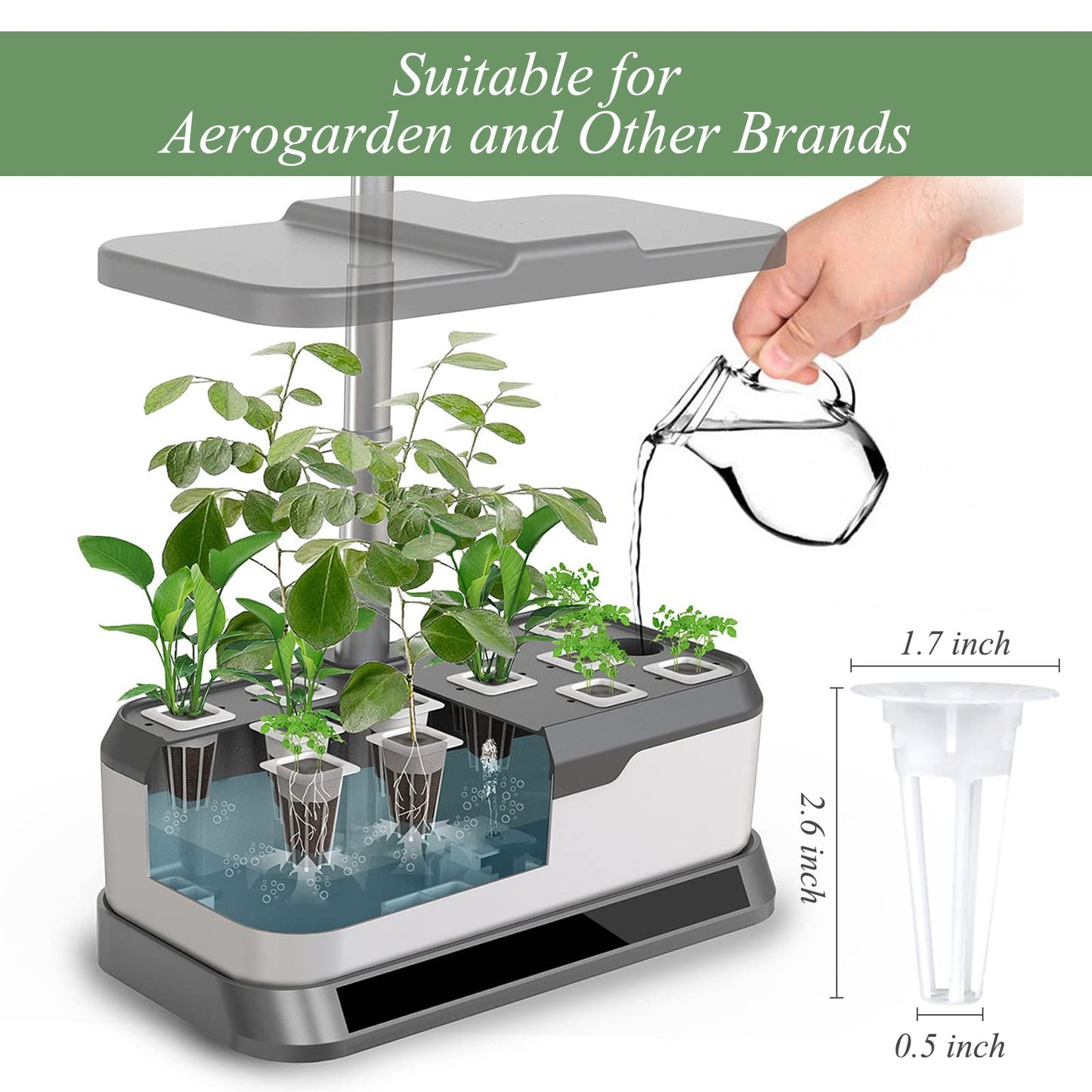 Tigvio 125 Piece Hydroponic Pods Kit: Grow Anything with 50 Grow Sponges, 12 Baskets, 12 Domes, 50 Labels, 1 Tweezer - Compatible with All Hydroponics Brands