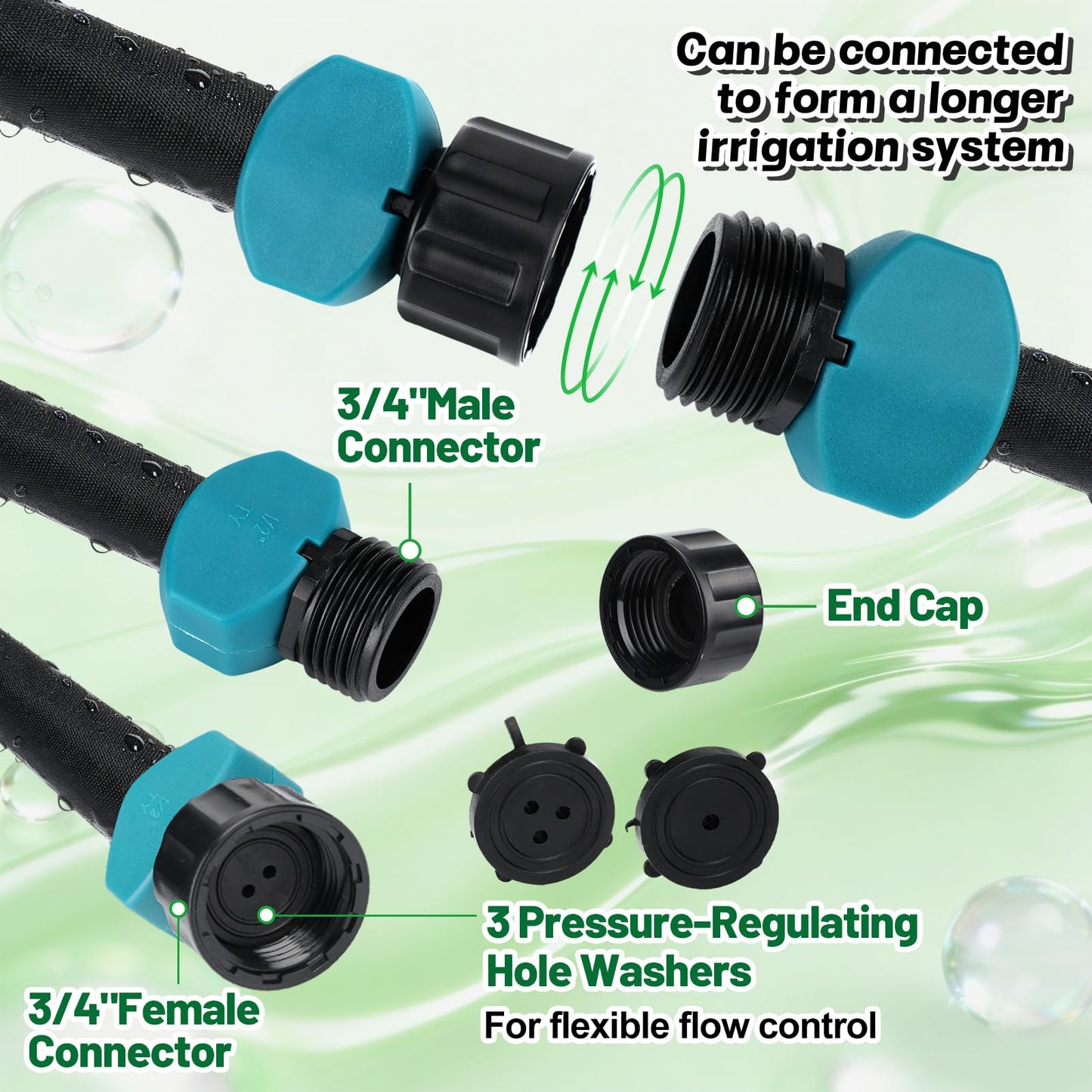 Soaker Hose 100FT for Garden Beds - 3/4" Heavy Duty Double Layer Drip Irrigation Hose, Save 85% Water, Linkable Flat Soaker Hose for Lawn Flower Bed Vegetable Field Effective Watering (50FT x 2Pack)