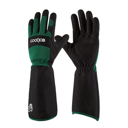 COOLJOB Thorn Proof Rose Pruning Garden Gloves for Men, Long Sleeve Padded Yard Work for Bush, Blackberry, Cactus, Heavy Duty/Puncture Resistant/Machine Washable, Large, Green