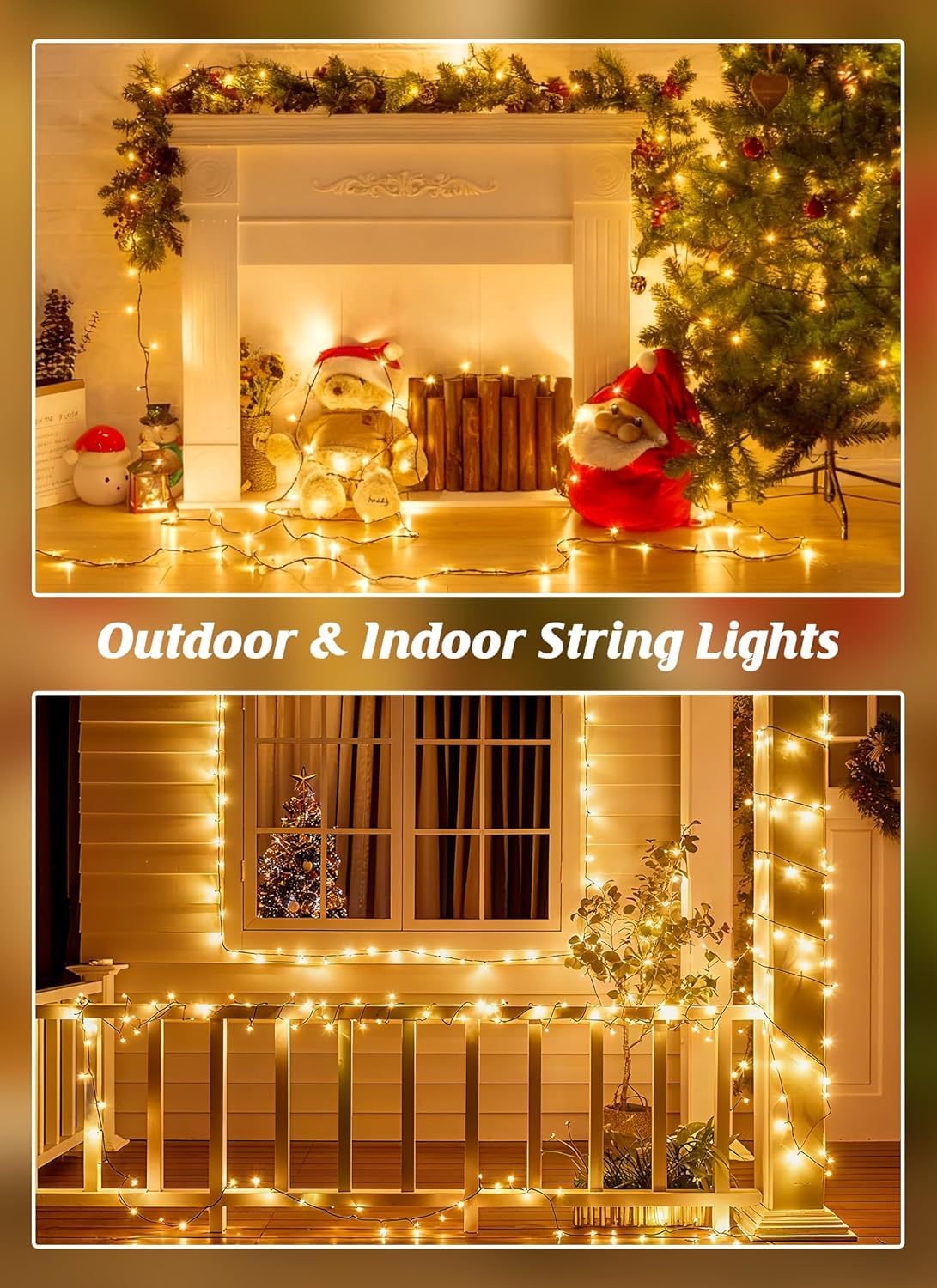 Brightown 2 Pack Solar String Lights Outdoor Waterproof, 80 FT 200 LED Solar Powered Christmas Lights with 8 Modes, Auto On/Off, Patio Lights for Outside Tree Garden Balcony Party Decor (Warm White)