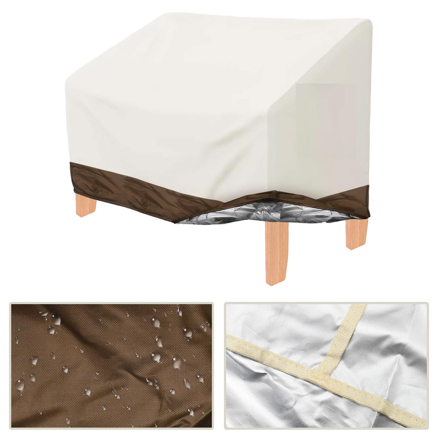 Hoypeyfiy Patio Bench Cover,Furniture Bench Cover,Waterproof Windproof Oxford Fabric Bench Cover for Furniture (White)