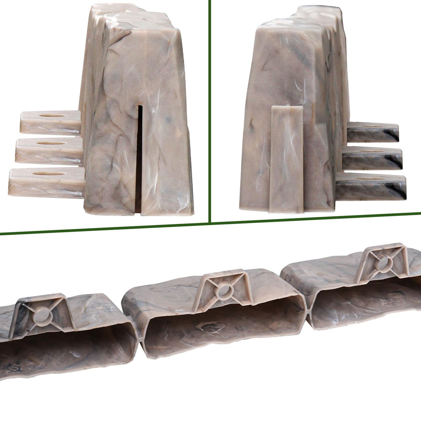 Landscape Edging Faux Stone Garden Edging Border with Anchoring Spikes,2.75 in Tall Decorative Stone-Look Garden Border for Flower Bed Edging,Lawn,Landscaped Yard,Trees and Gardens,91FT,Brown