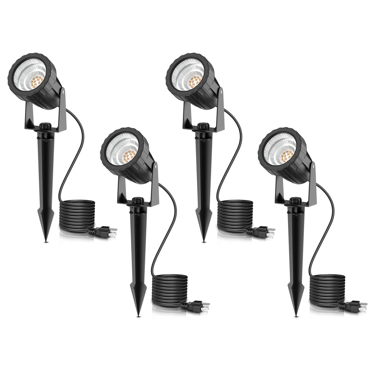 L LOHAS LED 12W Dusk to Dawn Outdoor Lighting, Auto On/Off 3000K Landscape Outdoor Spotlight, IP66 Waterproof Plug in Spot Lights for Yard, Garden, House, Pathway, Plant(4 Pack)