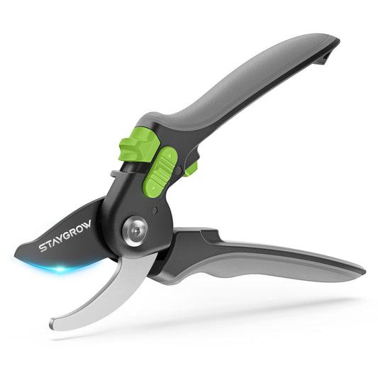 STAYGROW Pruning Shears for Gardening,8.5" SK5 Garden Shears Cuts 10000+ Times Staying Sharp, Garden Scissors with One-handed Unlocking&Adjustable Handle, Garden Clippers Gardening Tools for Men Women