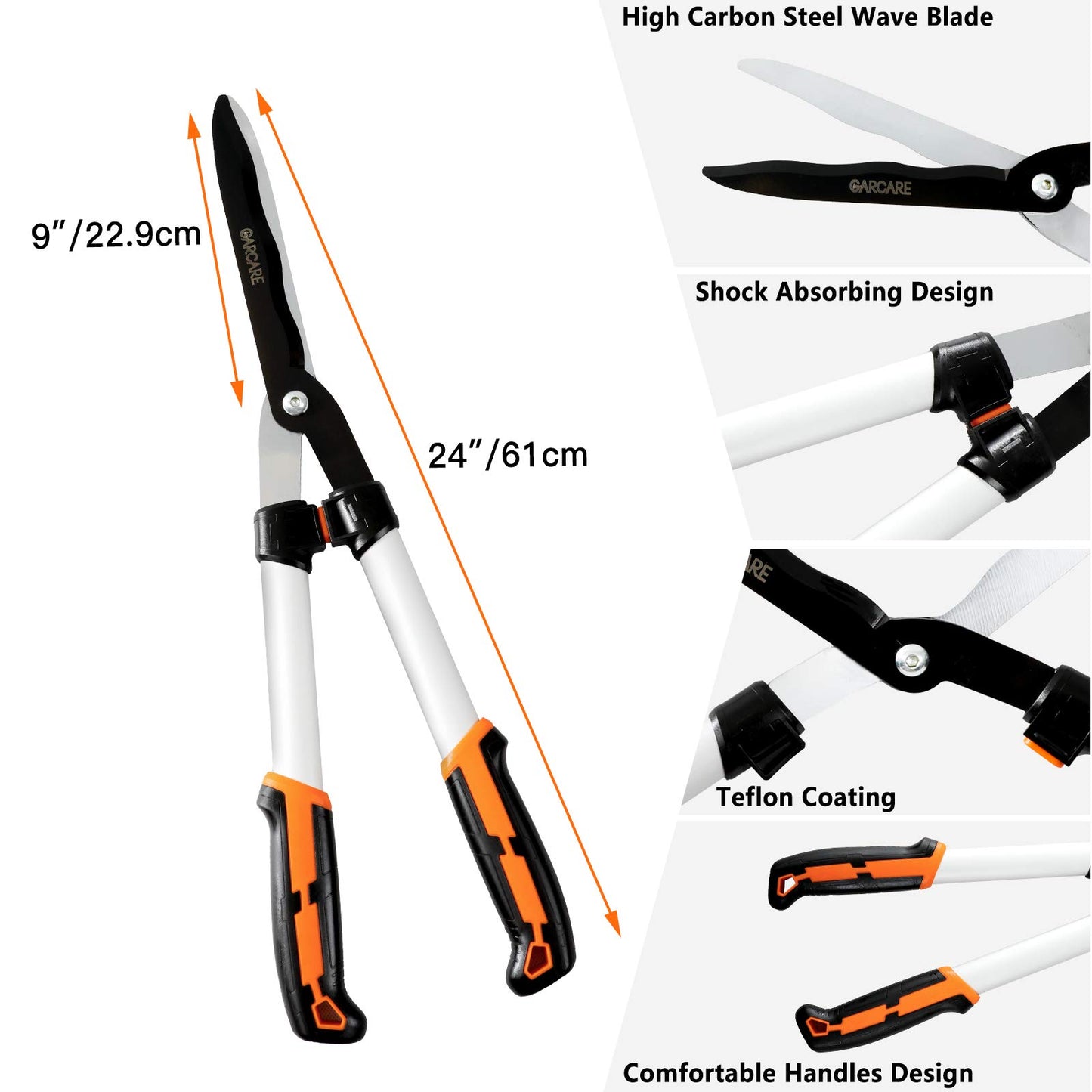 GARCARE Hedge Clippers Pruning Shears 4 in 1 Set High Carbon Steel Folding Saw, Branch Cutter, Tree Pruner, Garden Scissors, Tree & Shrub Care Kit