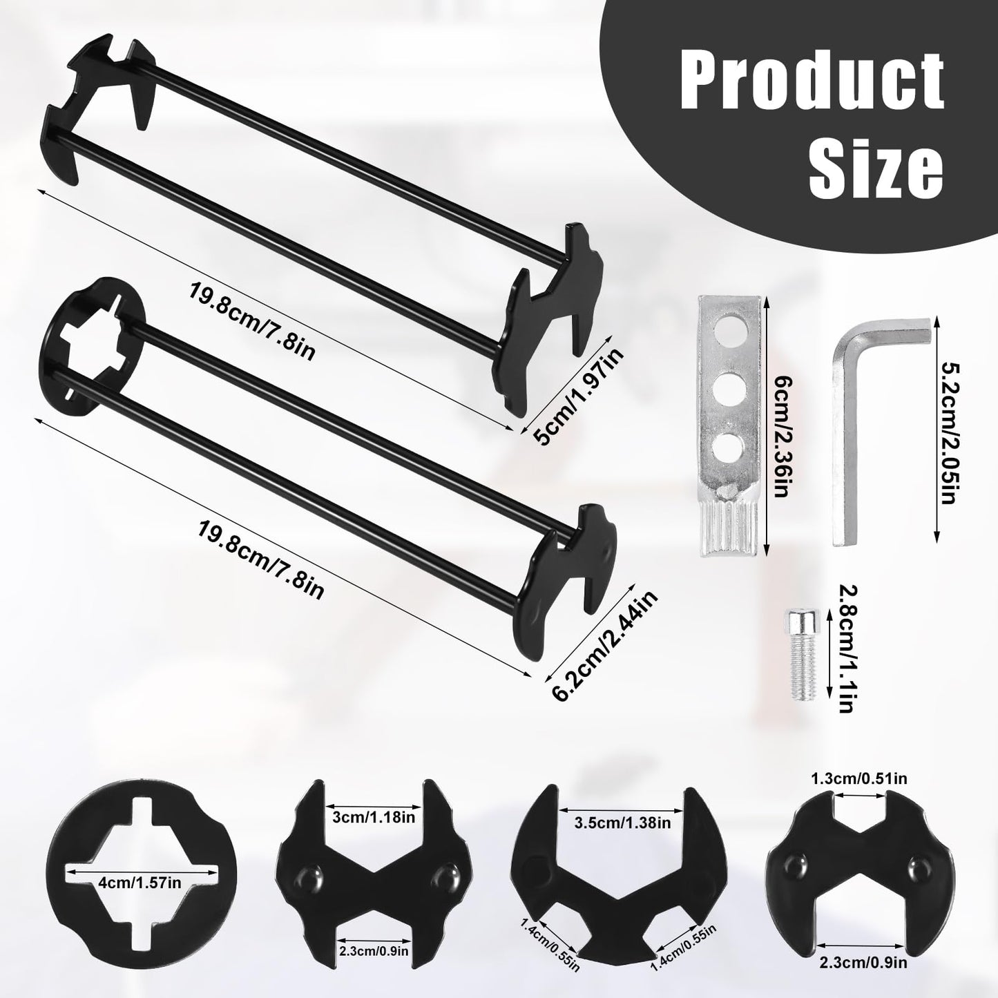NQEUEPN 2pcs Multifunctional Sink Wrench & Extractor Tool Set, 7 Sizes Basin Faucet Wrench Universal Four-Claw Hexagon Spanner for Tight Space Plumbing Installation and Drain Pipe Nut Removal