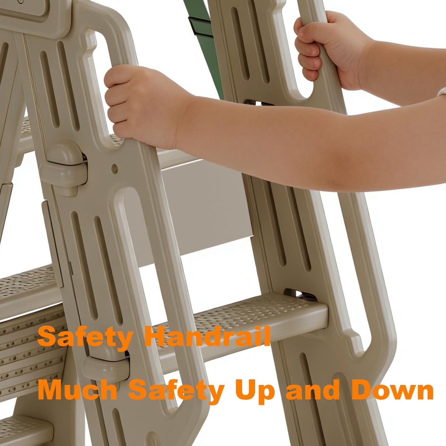 WDOT Pool Ladder Above Ground Swimming Safety Plastic A Frame Pool Ladder with Platform and Safety Barrier for 48-52 inches Pool